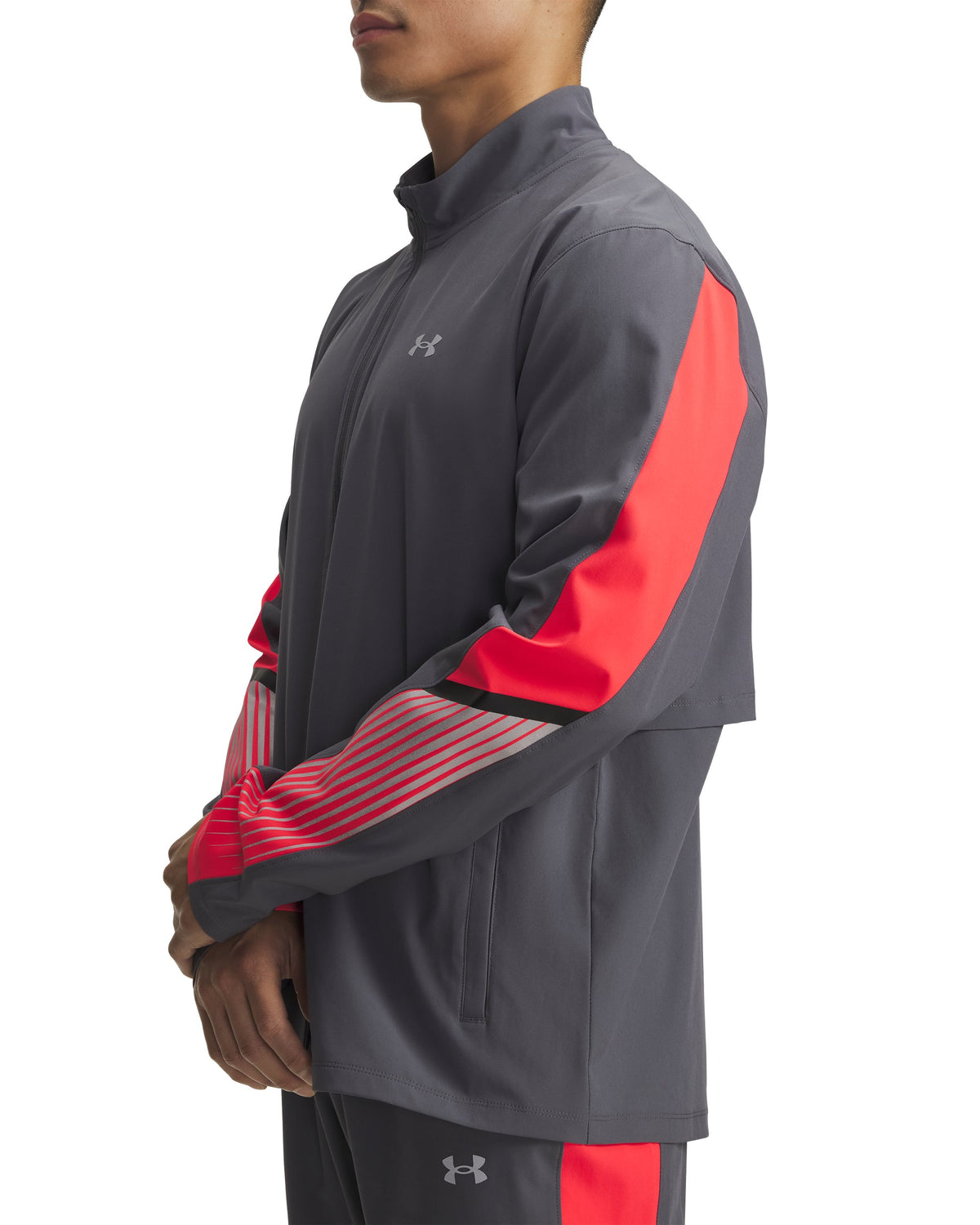 UA Velociti Storm Jacket - Castlerock / Racer Red / Reflective - 025