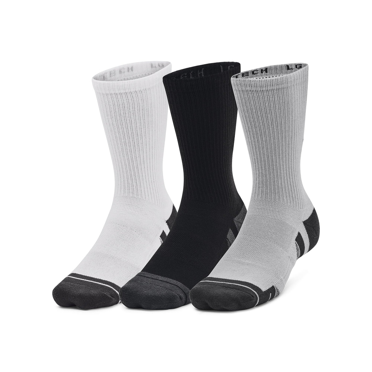 UA Performance Tech 3pk Crew - Mod Gray / White / Jet Gray - 011