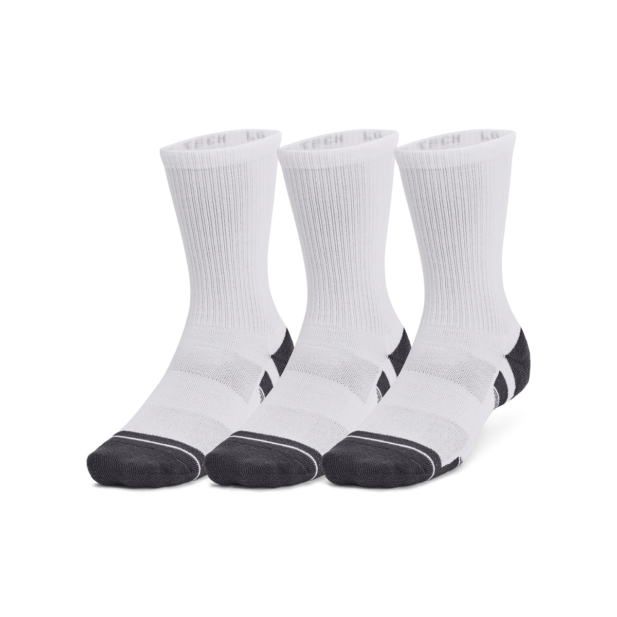 UA Performance Tech 3pk Crew - White / Jet Gray - 100