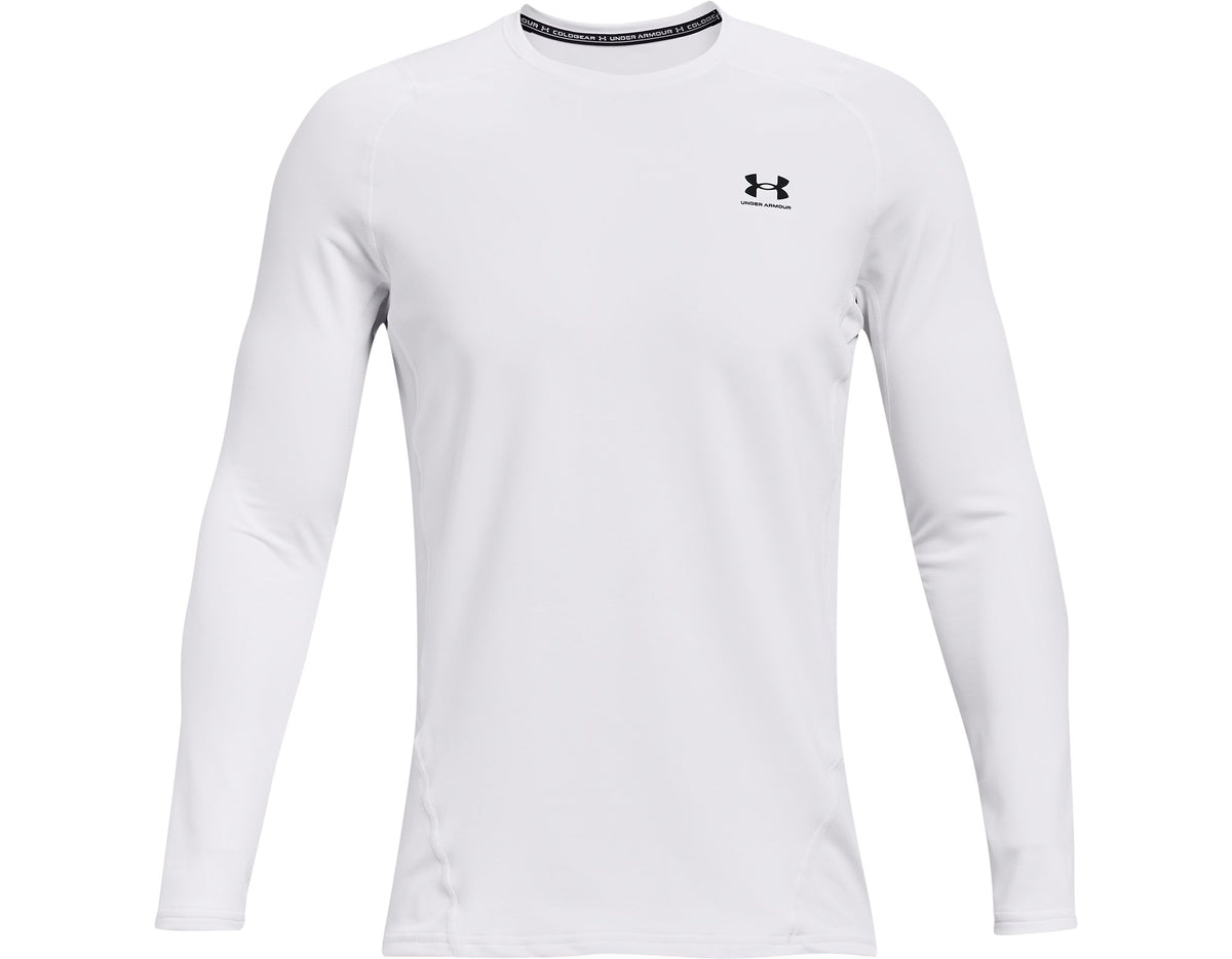UA CG Armour Fitted Crew - White / Black - 100