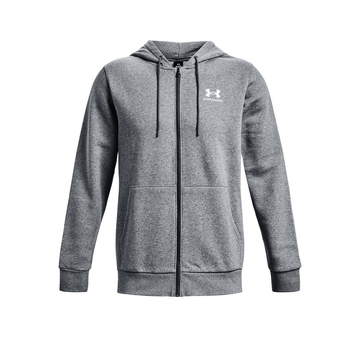 UA Icon Fleece FZ Hood - Pitch Gray Medium Heather / White - 012