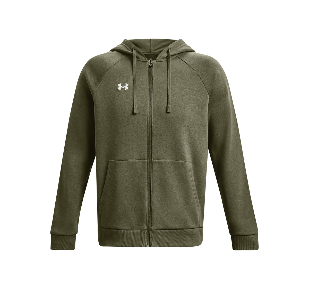 UA Rival Fleece FZ Hoodie - Marine OD Green / White - 390