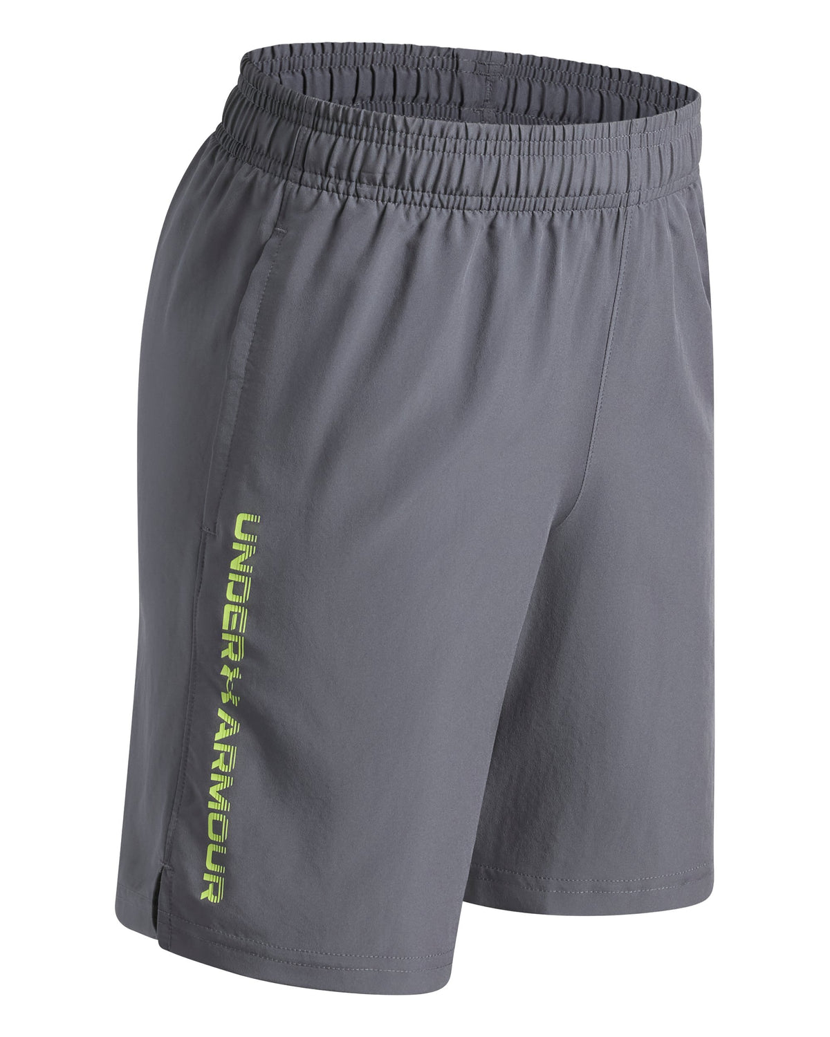 UA Tech Woven Wordmark Short - Gray / Green Citrine - 028