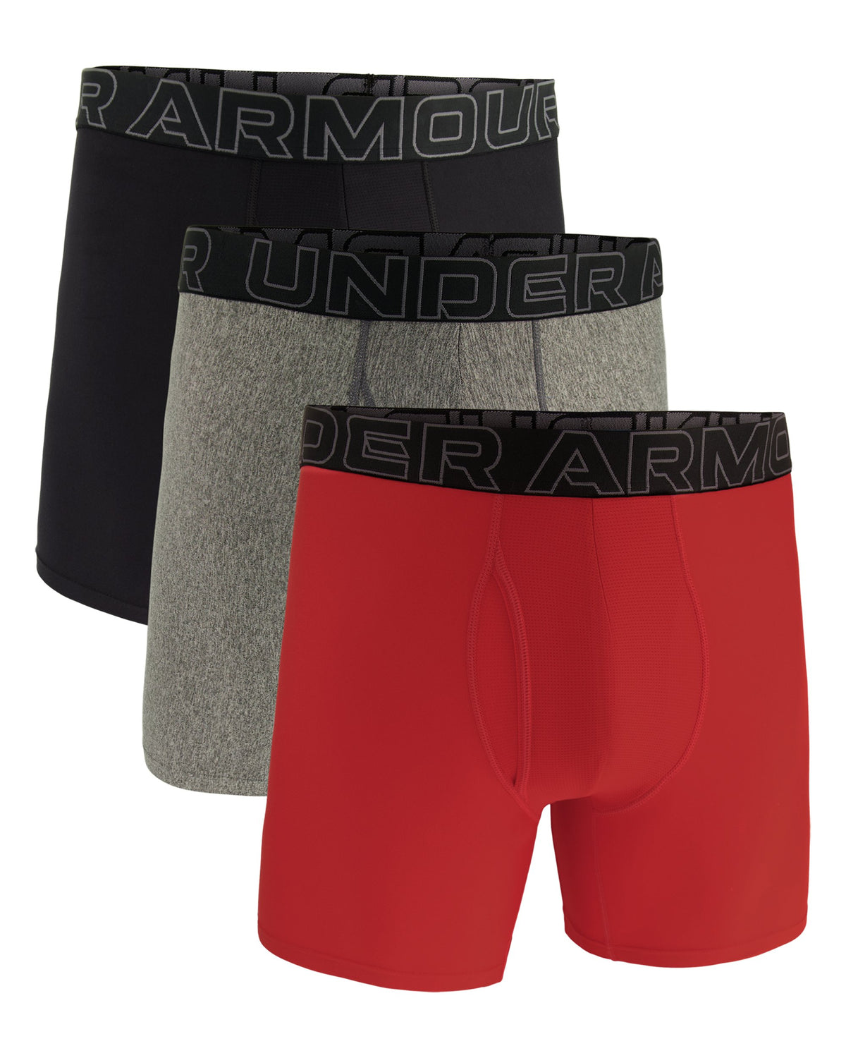 M UA Perf Tech 6in - Red / Castlerock Full Heather / Castlerock - 600