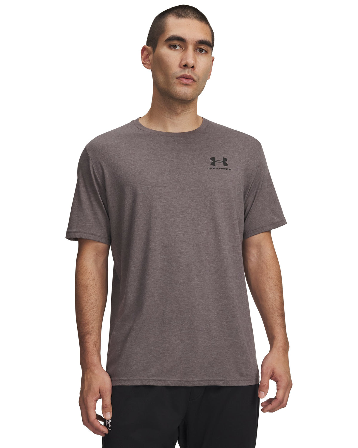 UA M SPORTSTYLE LC SS - Charcoal Medium Heather / Black - 019