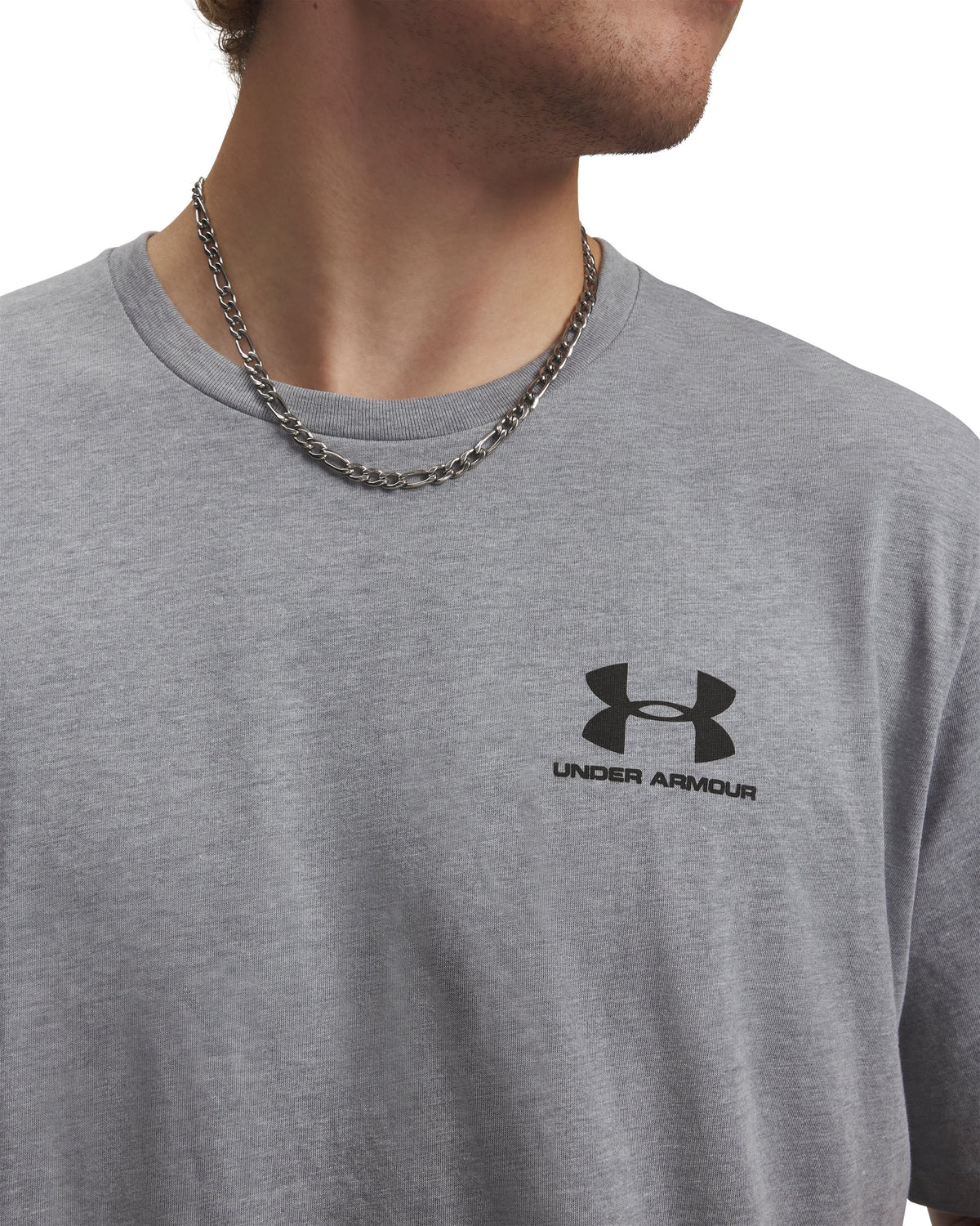 UA M SPORTSTYLE LC SS - Steel Light Heather / Black - 036