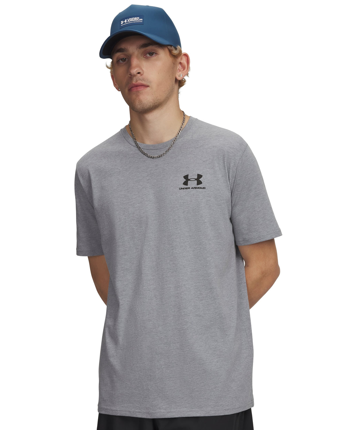 UA M SPORTSTYLE LC SS - Steel Light Heather / Black - 036
