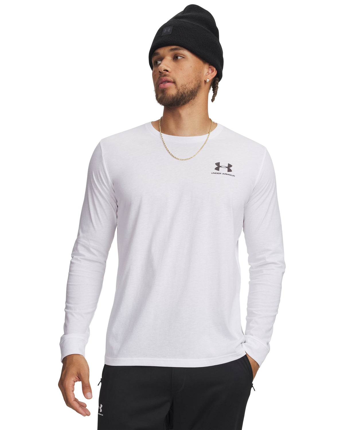 UA SPORTSTYLE LEFT CHEST LS - White / Black - 100