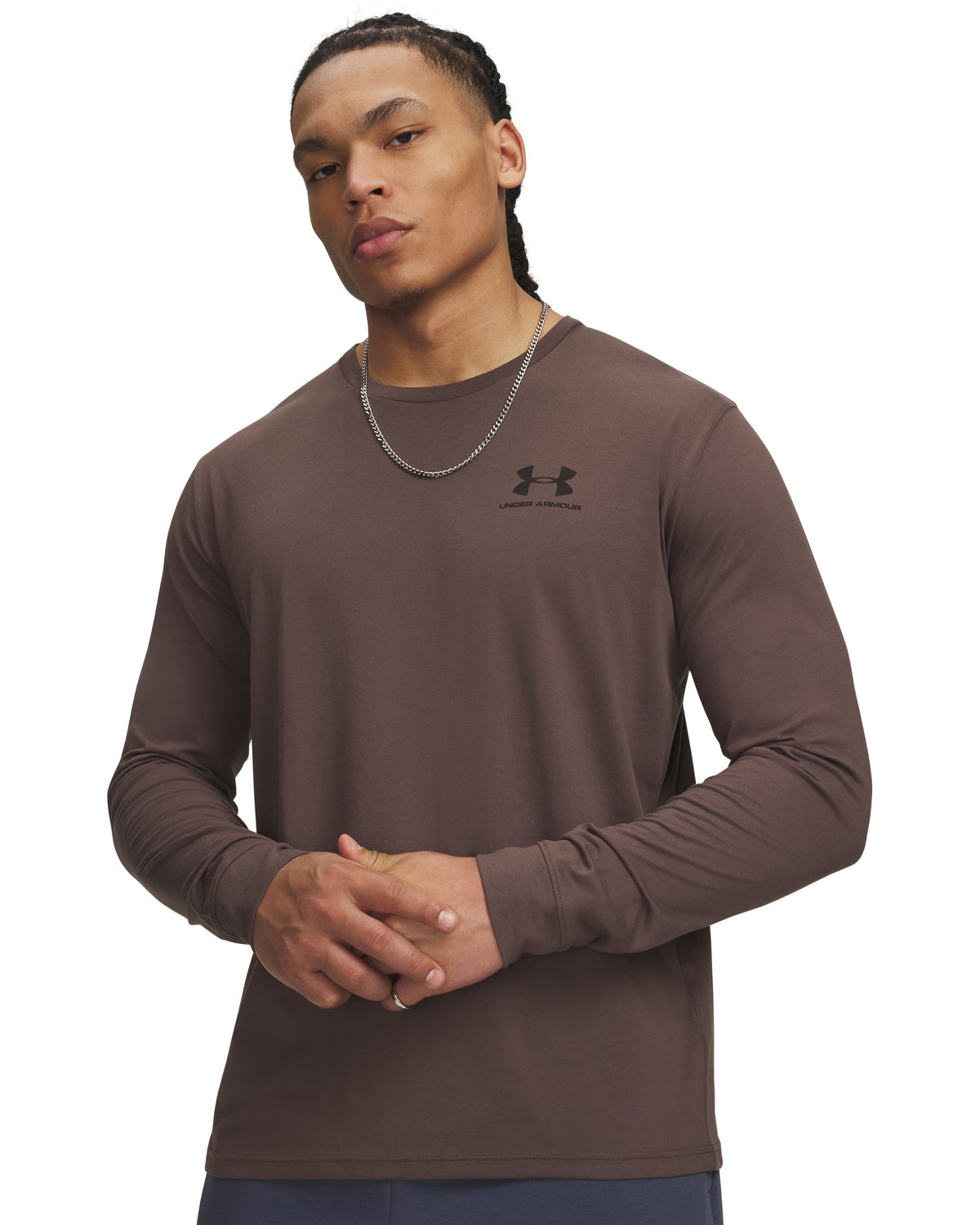UA SPORTSTYLE LEFT CHEST LS - Brown / Black - 200