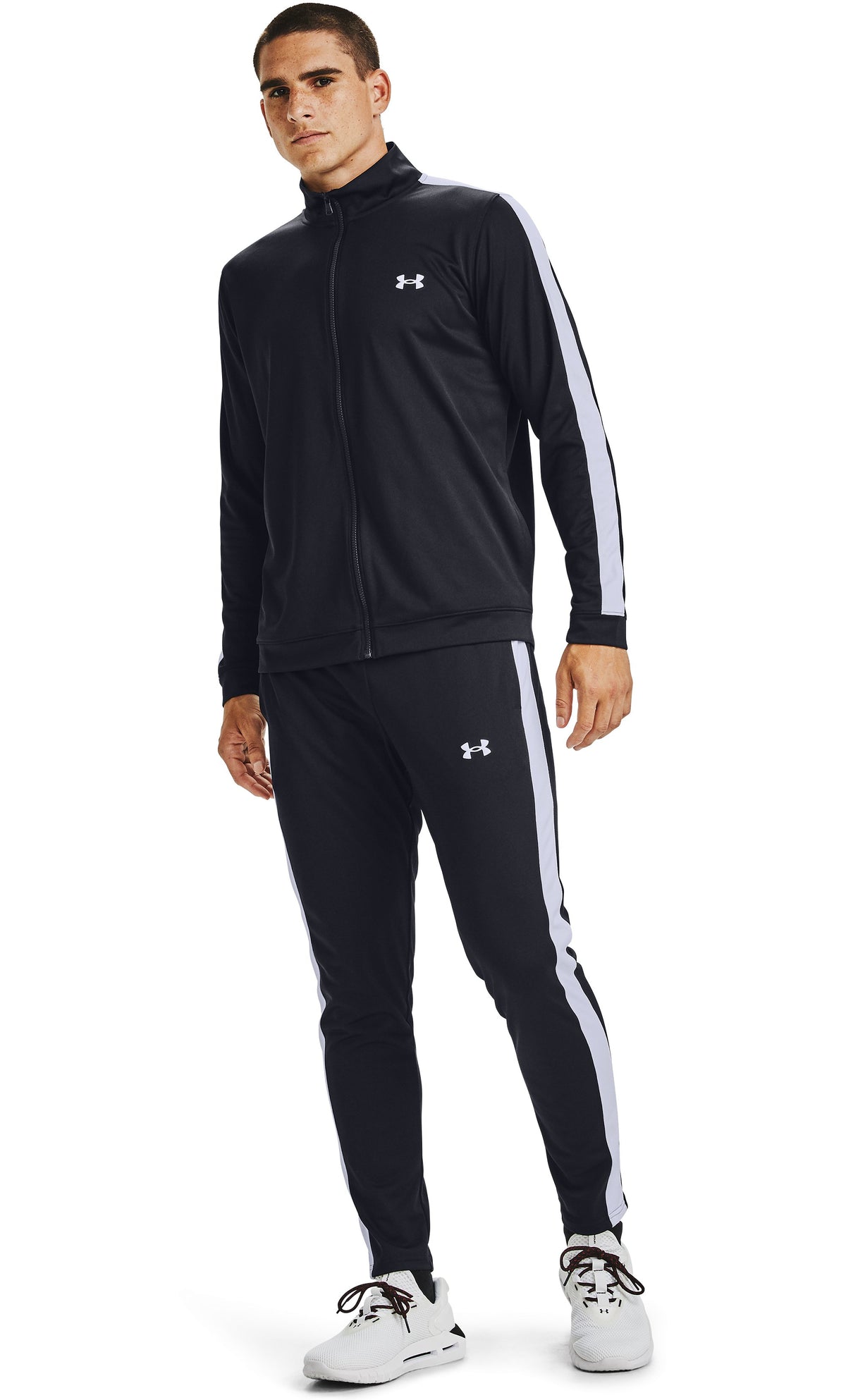 UA Rival Knit Track Suit - Black / White - 001