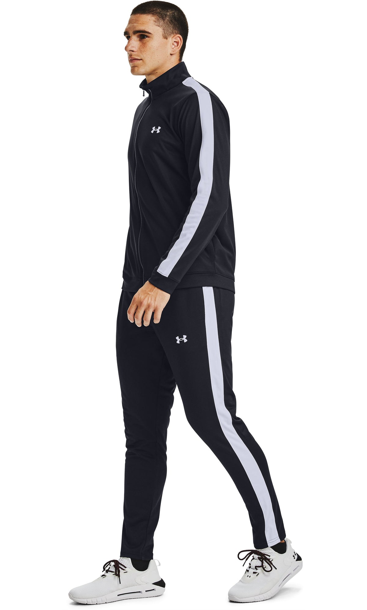 UA Rival Knit Track Suit - Black / White - 001
