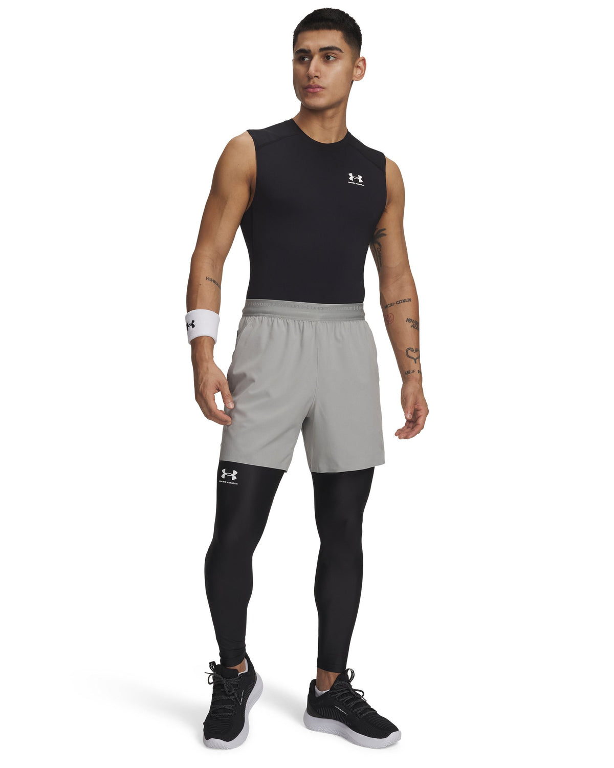 UA HG Armour Leggings - Black / White - 001