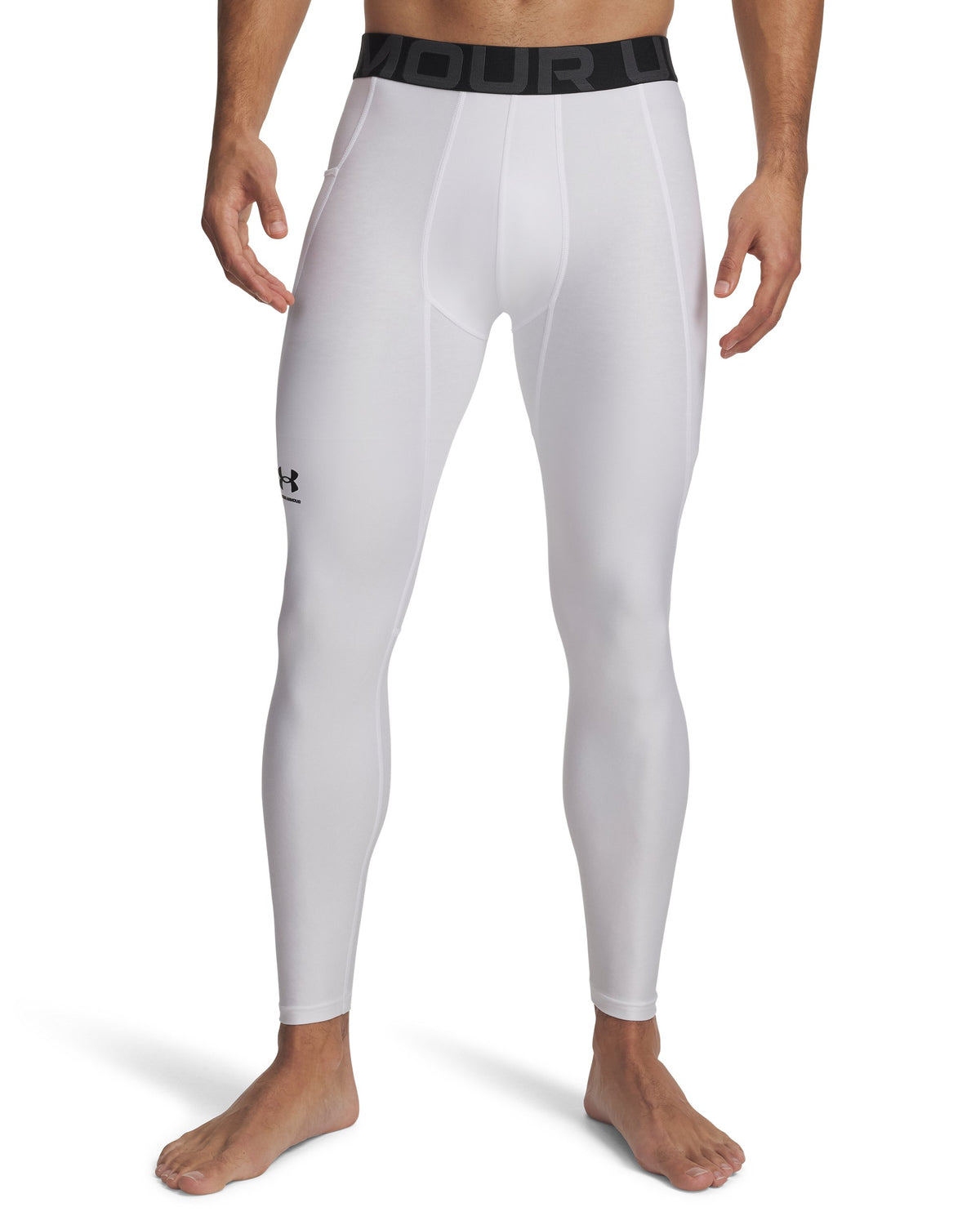 UA HG Armour Leggings - White / Black - 100
