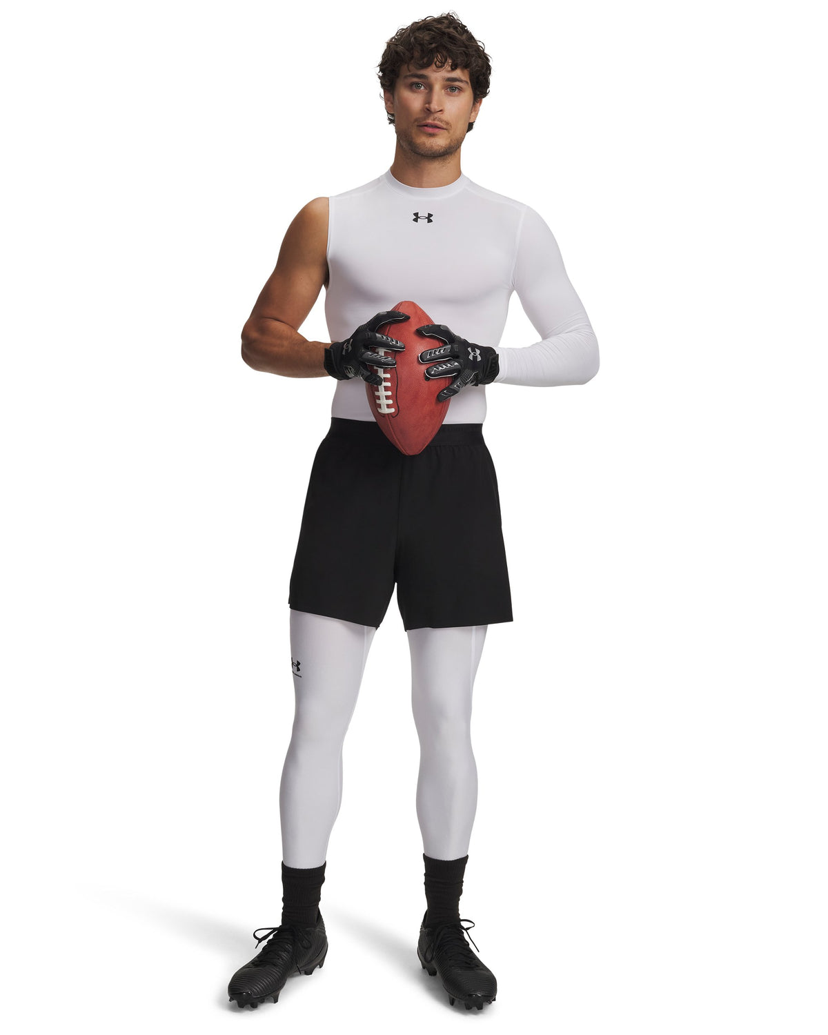 UA HG Armour Leggings - White / Black - 100