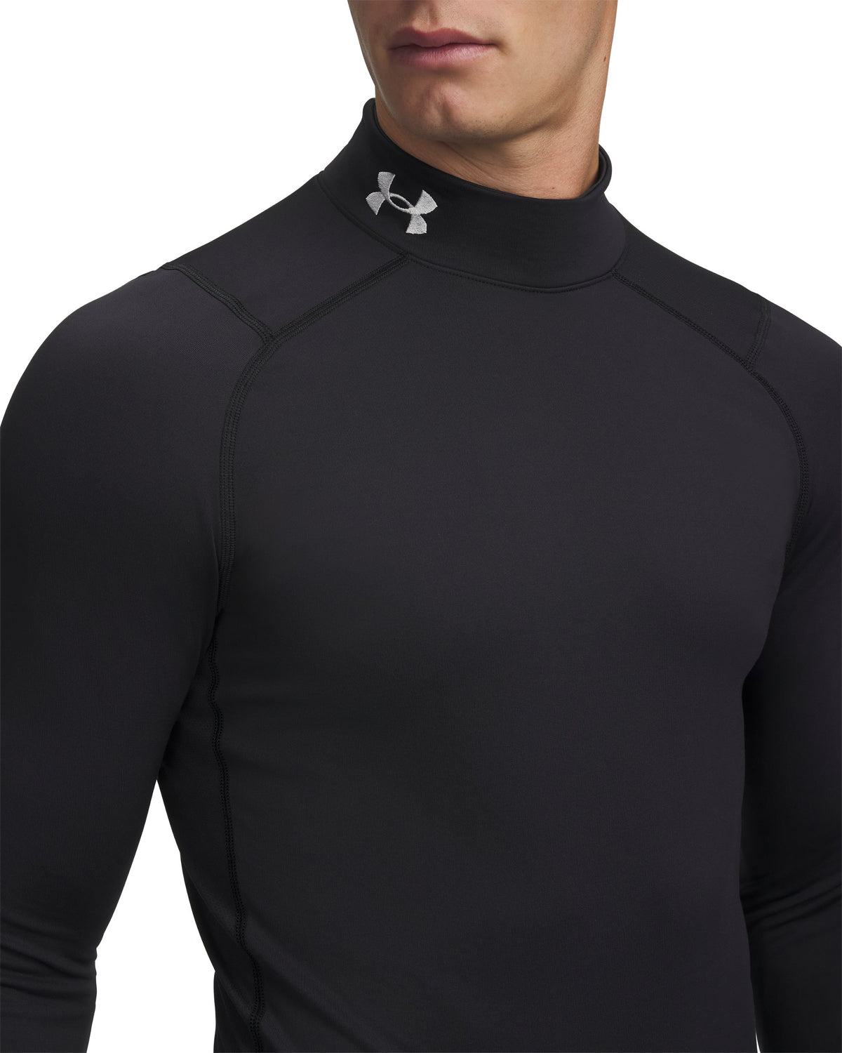 UA CG Armour Fitted Mock - Black / White - 001