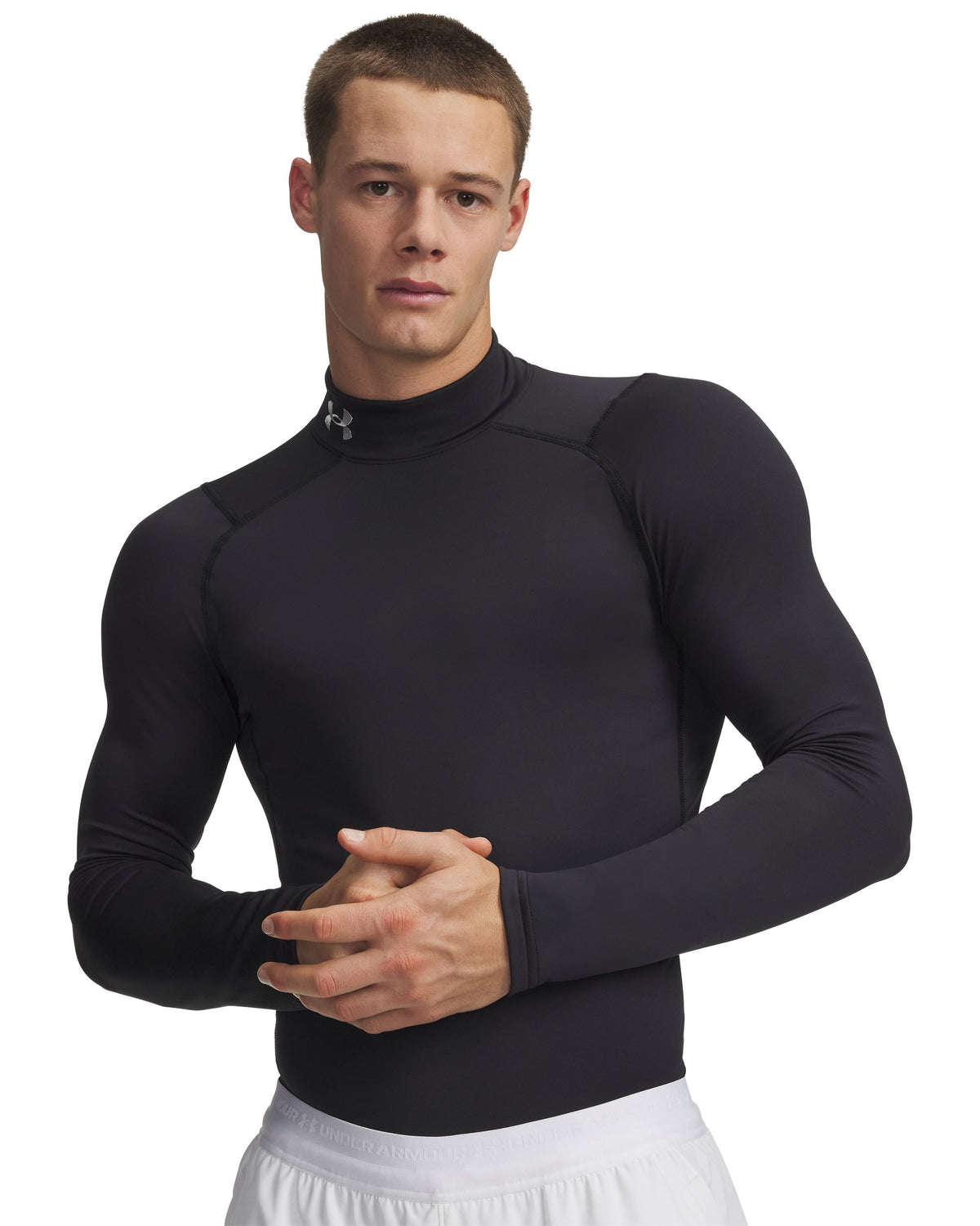 UA CG Armour Fitted Mock - Black / White - 001