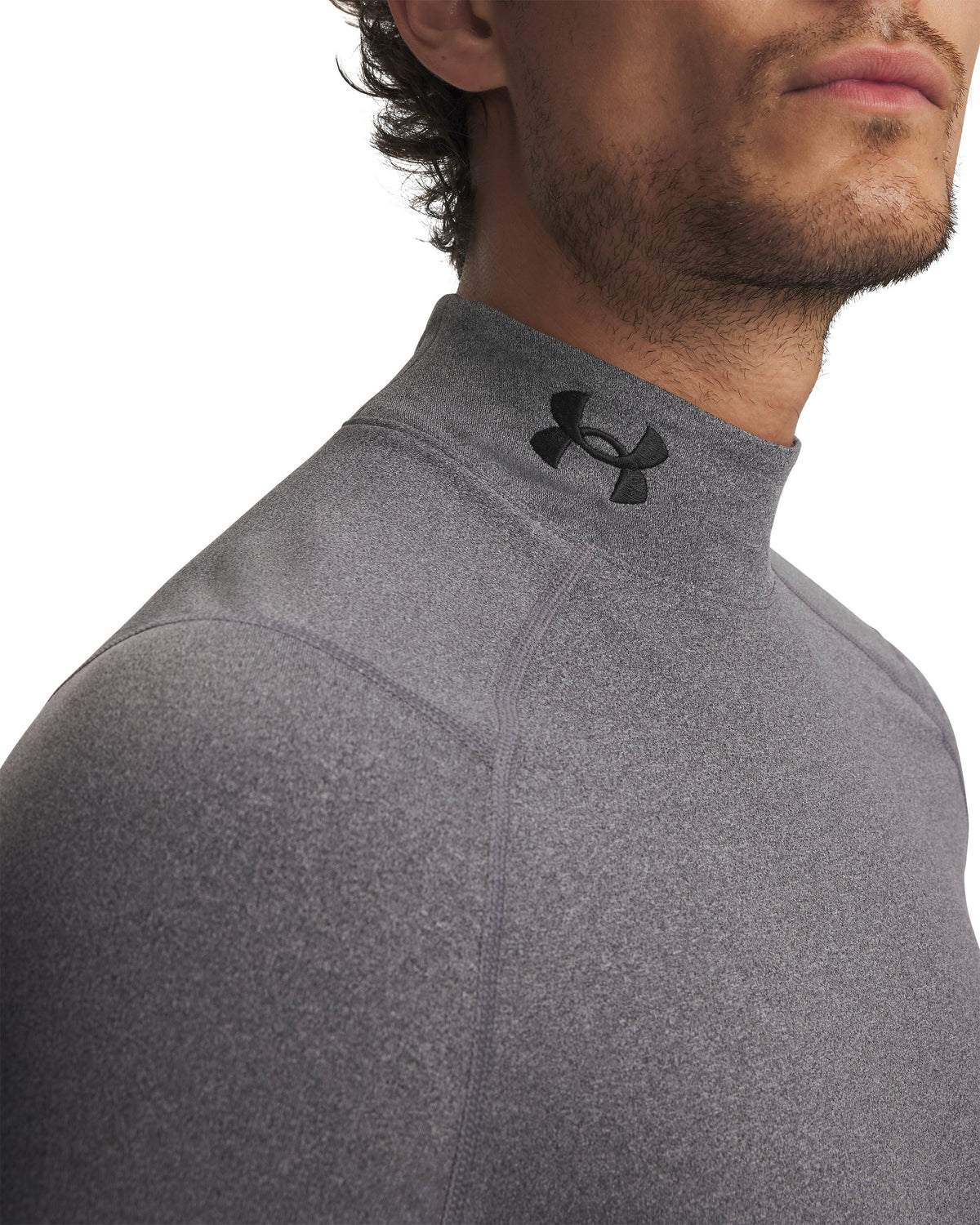 UA CG Armour Fitted Mock - Charcoal Light Heather / Black - 020