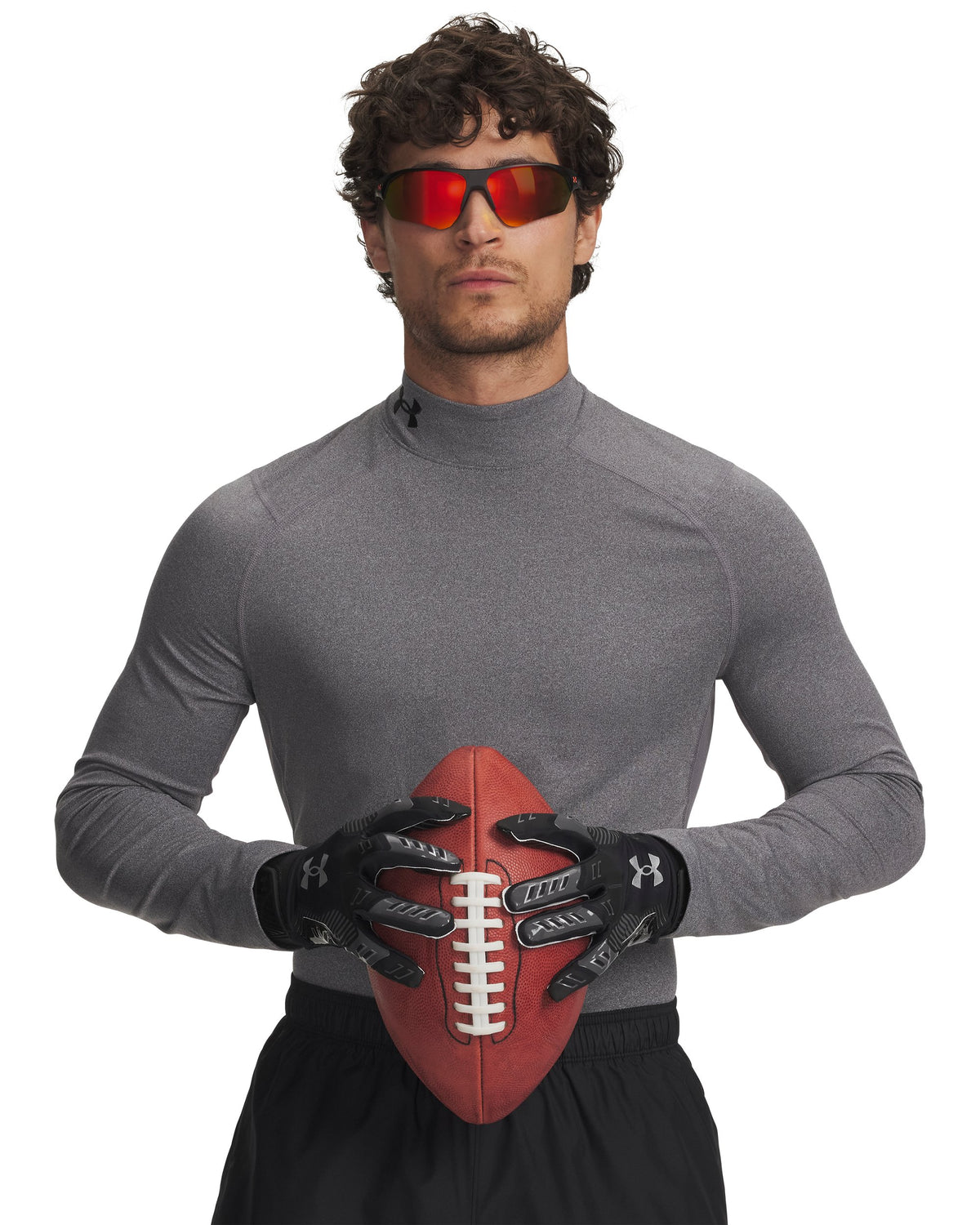UA CG Armour Fitted Mock - Charcoal Light Heather / Black - 020