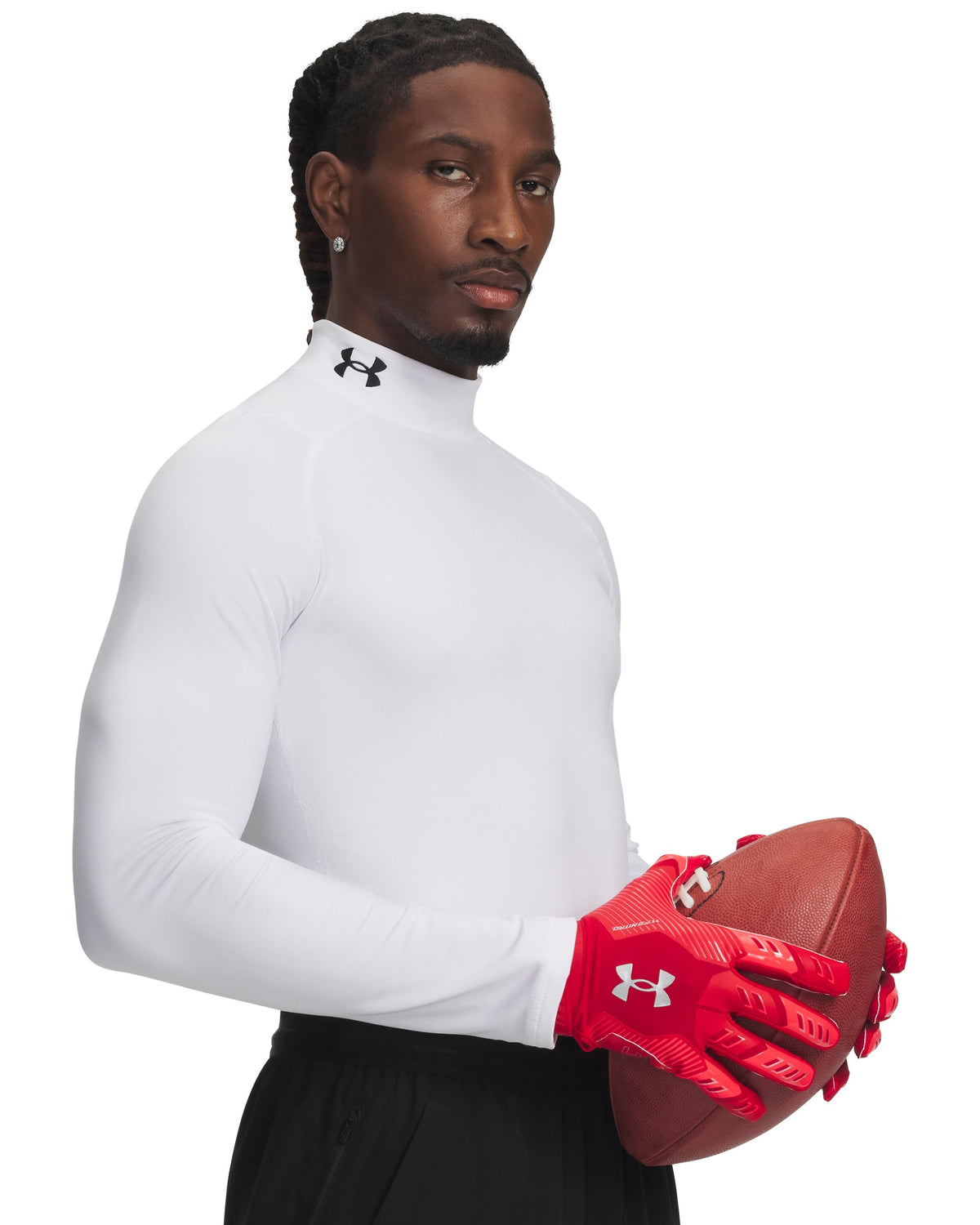 UA CG Armour Fitted Mock - White / Black - 100