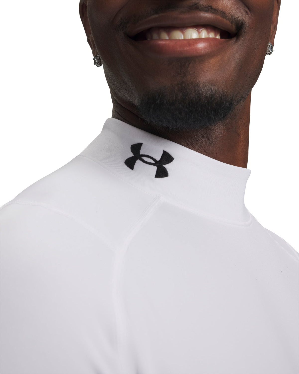 UA CG Armour Fitted Mock - White / Black - 100
