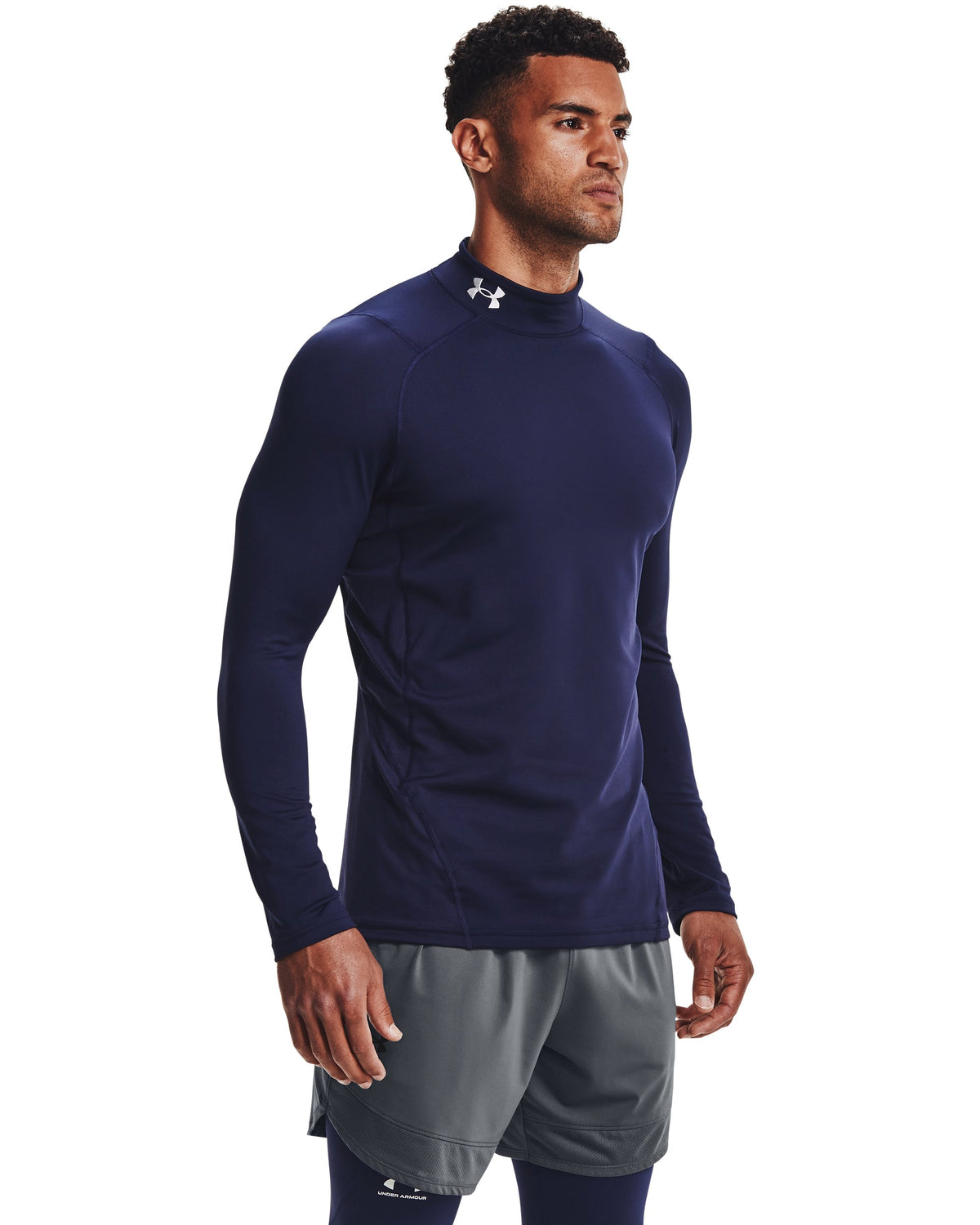 UA CG Armour Fitted Mock - Blue / White - 410