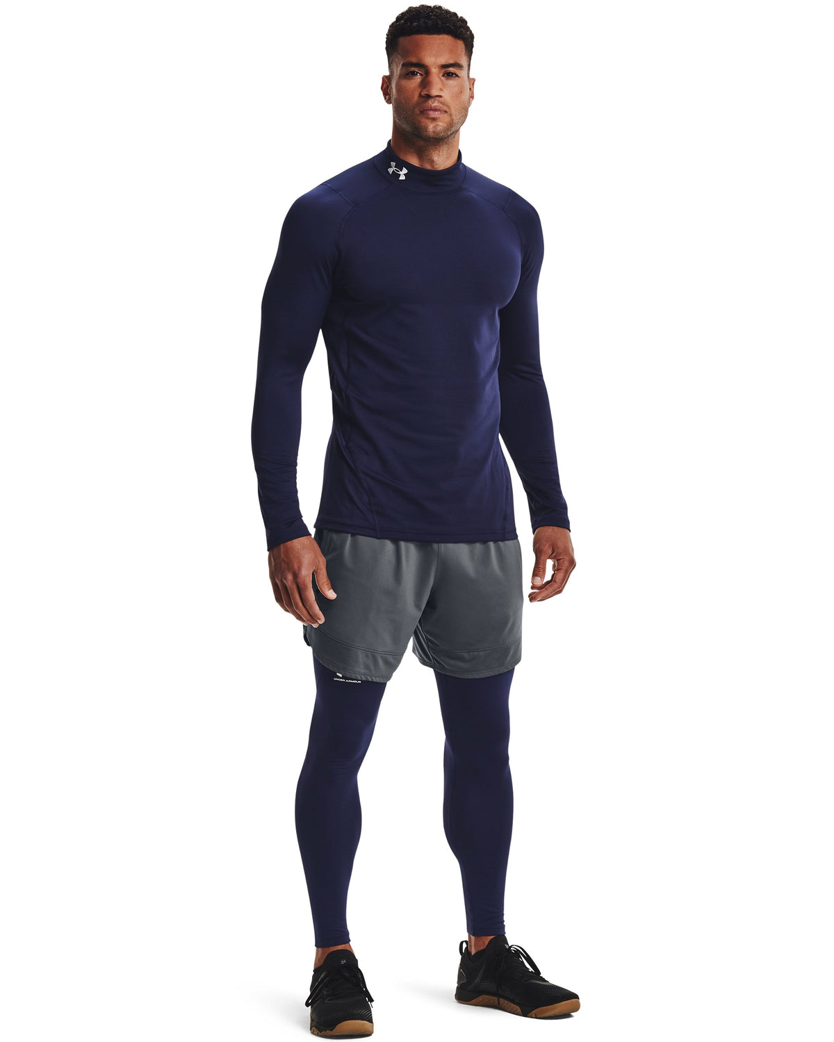 UA CG Armour Fitted Mock - Blue / White - 410