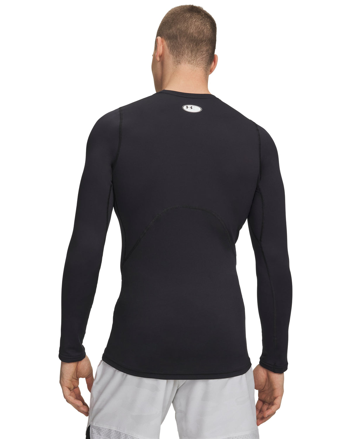 UA CG Armour Fitted Crew - Black / White - 001