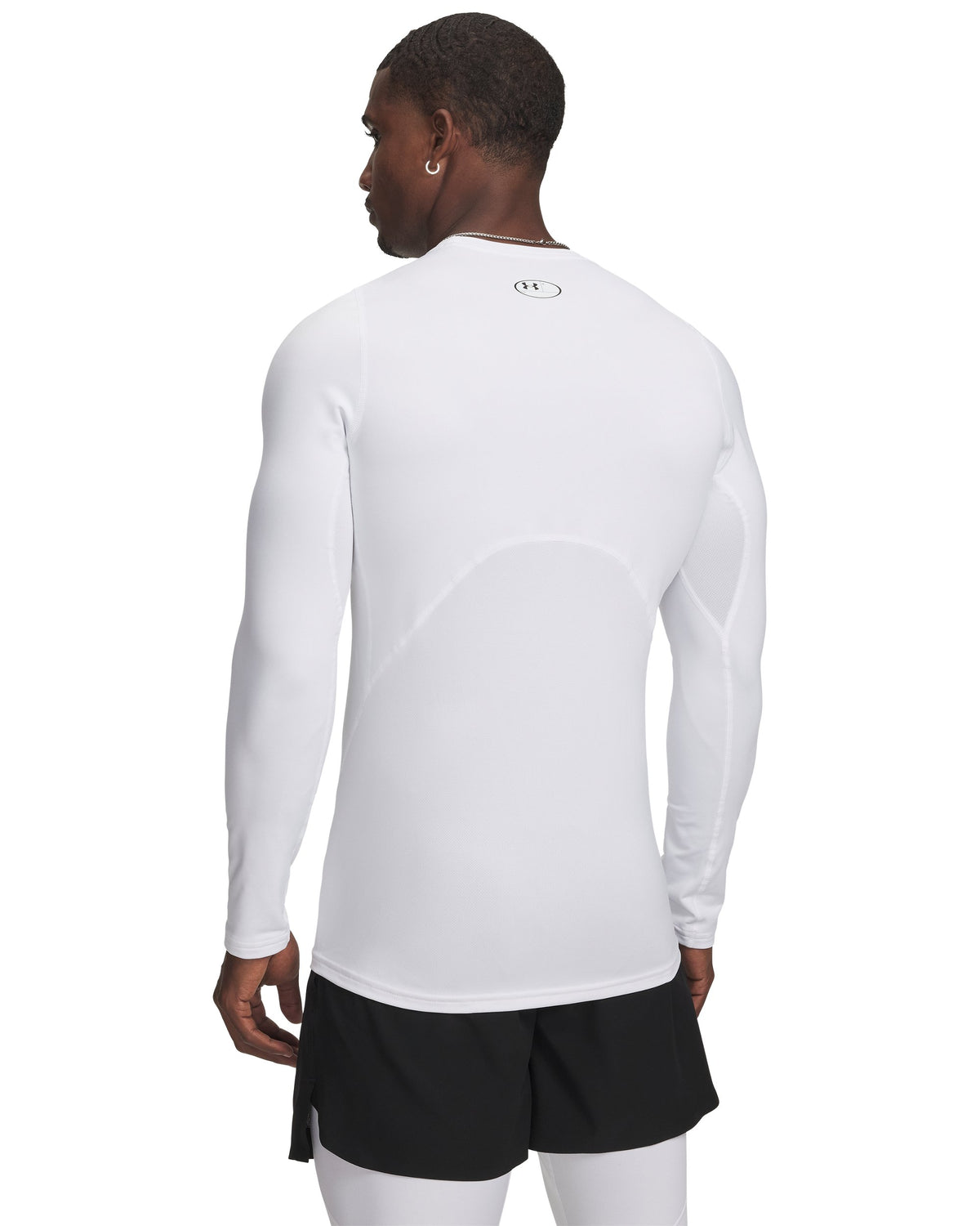 UA CG Armour Fitted Crew - White / Black - 100
