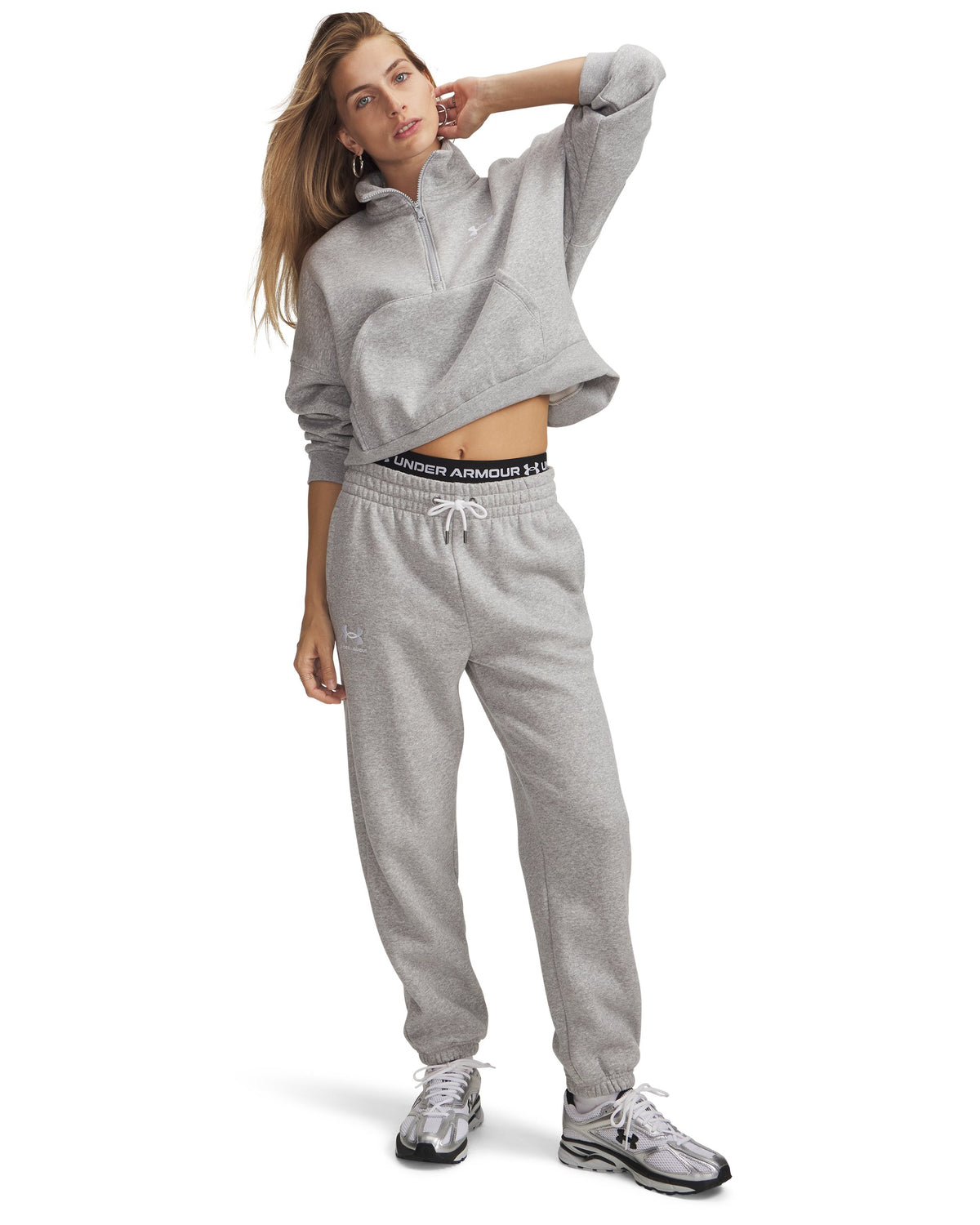 UA Icon Fleece - אפור בהיר / לבן - 011
