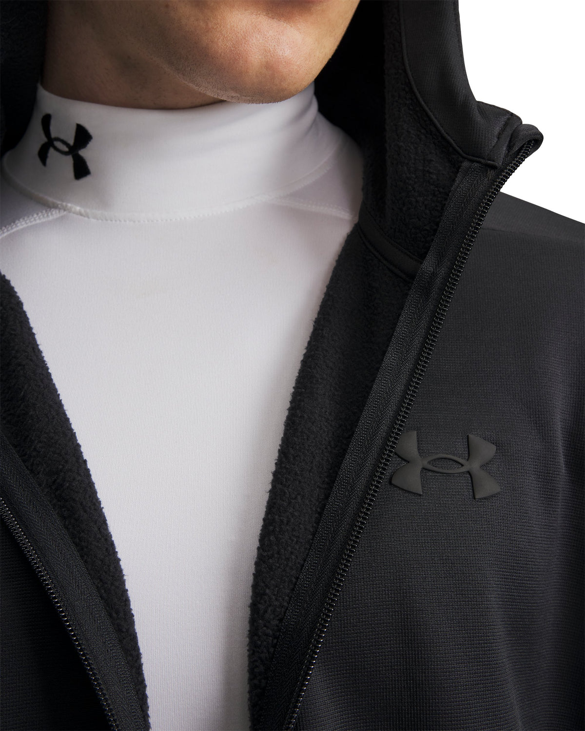 UA Armour Fleece FZ Hoodie - Black / Black - 001