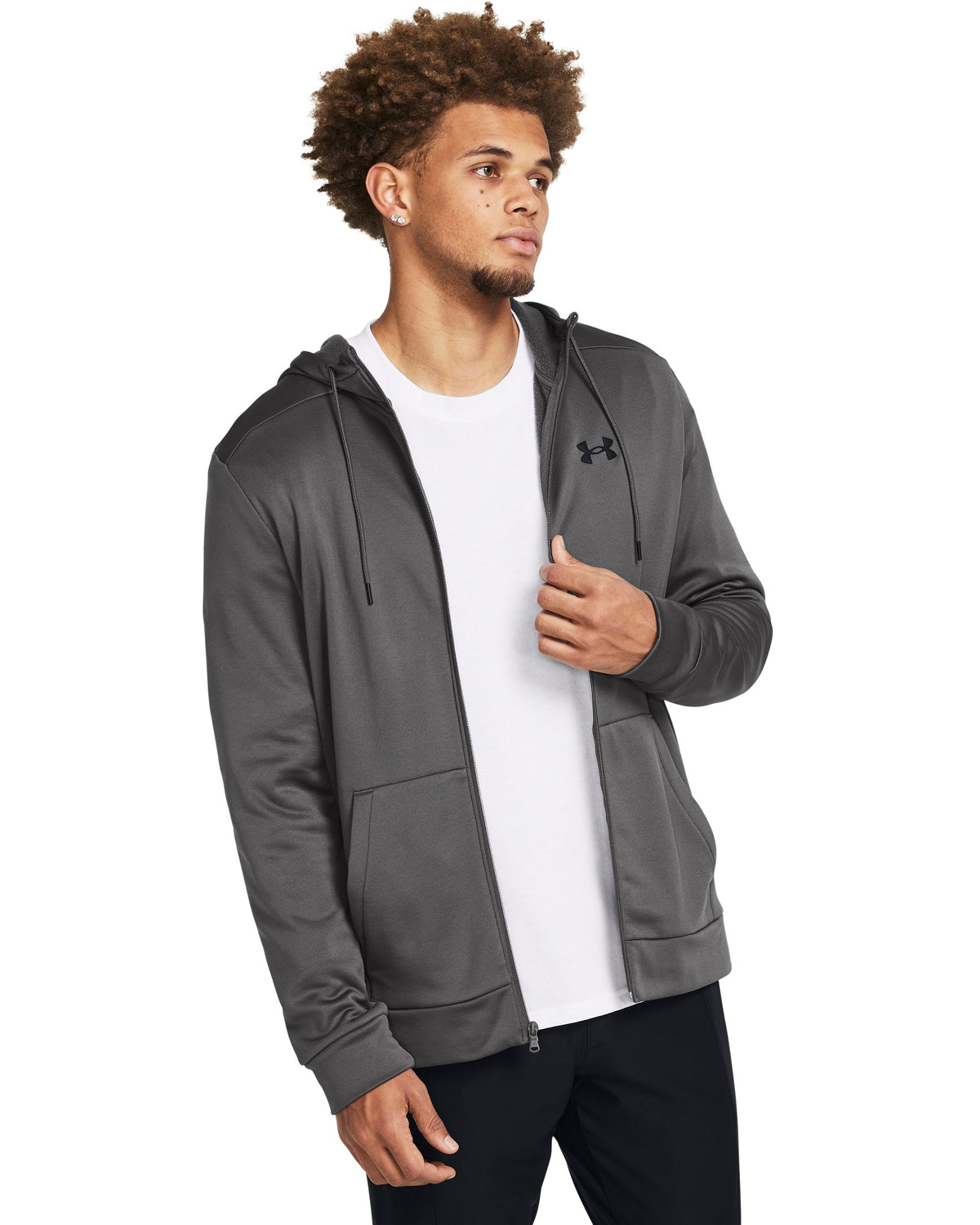 UA Armour Fleece FZ Hoodie - Castlerock / Black - 025