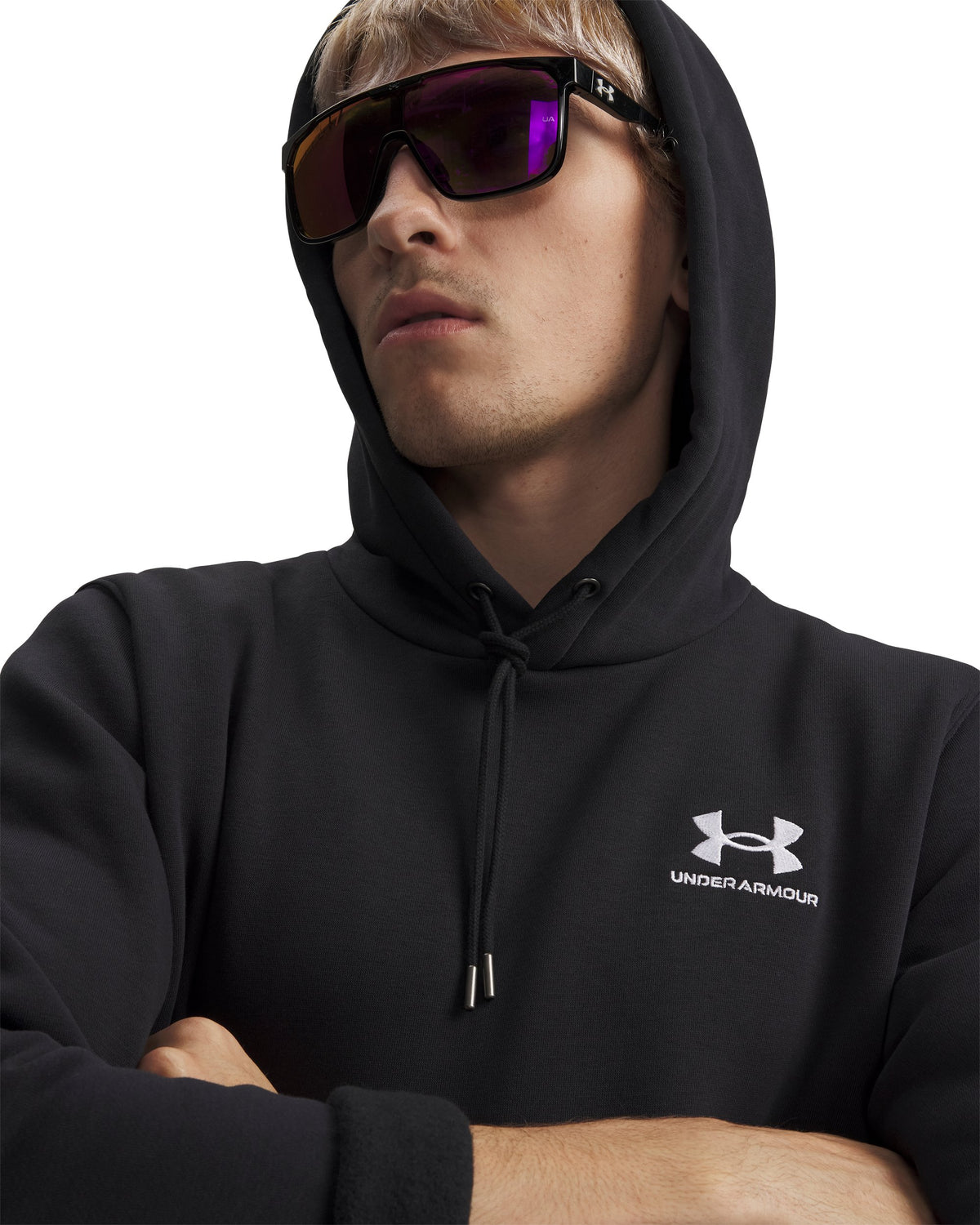 UA Icon Fleece Hoodie - Black / White - 001