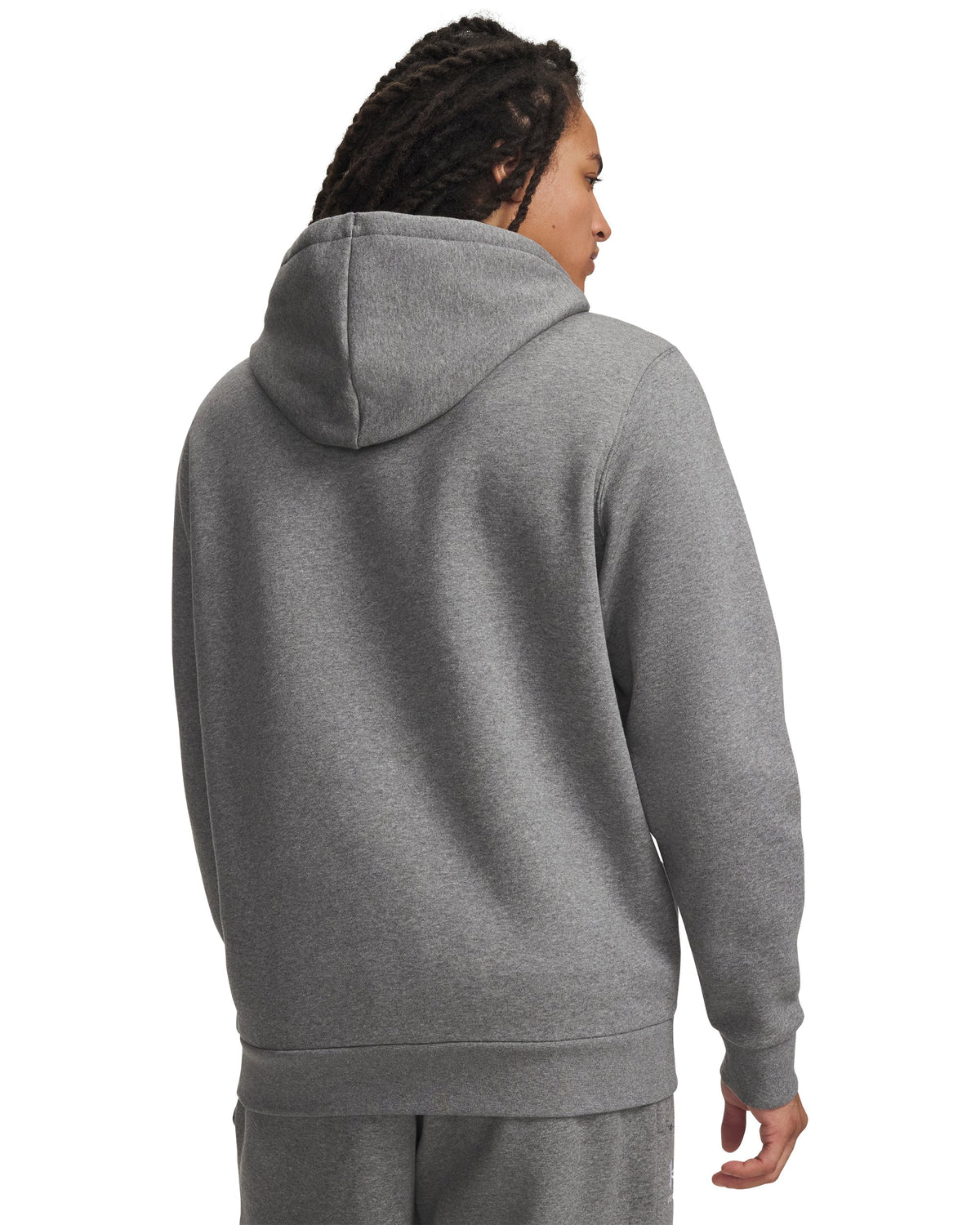 UA Icon Fleece Hoodie - Pitch Gray Medium Heather / White - 012