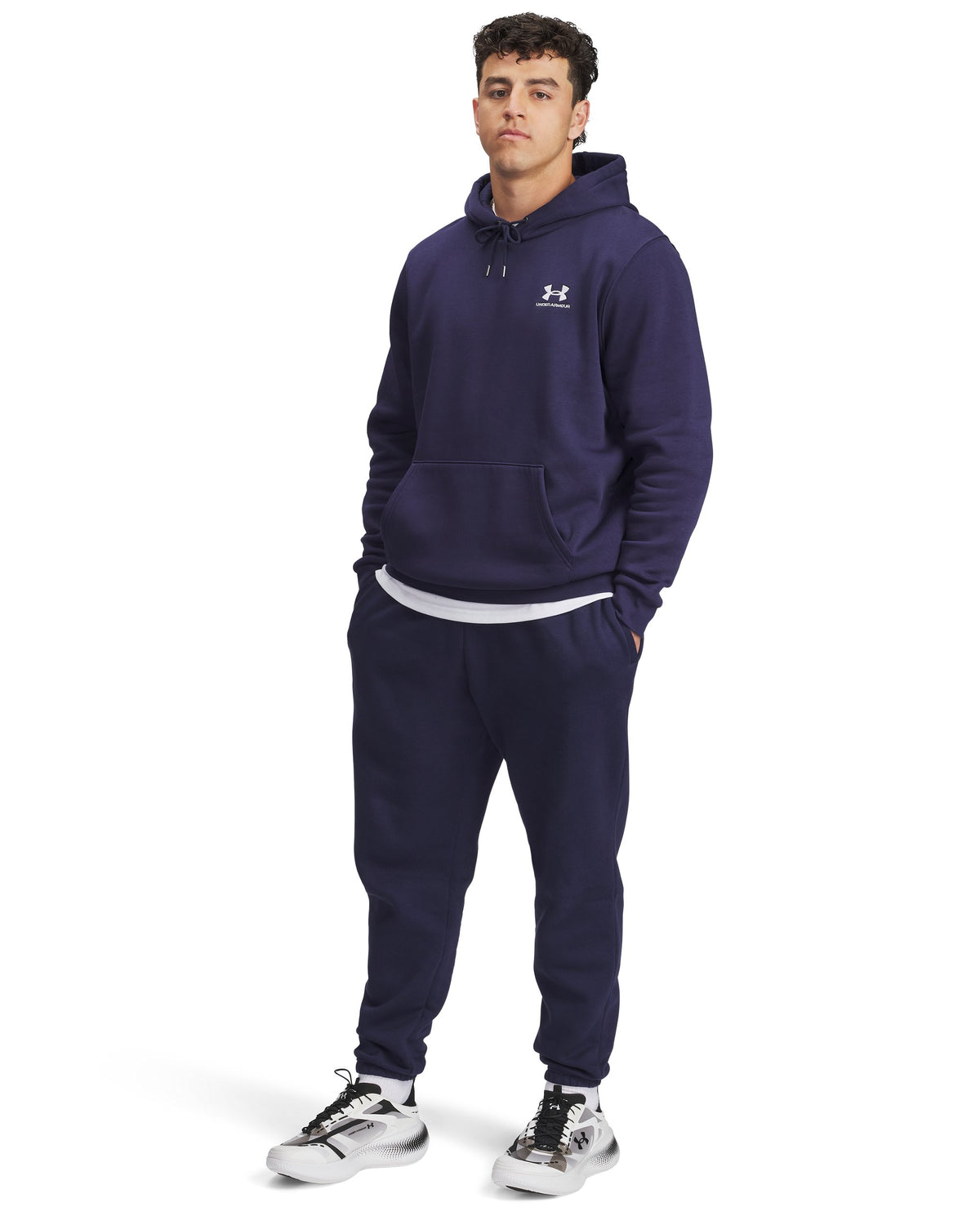 UA Icon Fleece Hoodie - Midnight Navy / White - 410