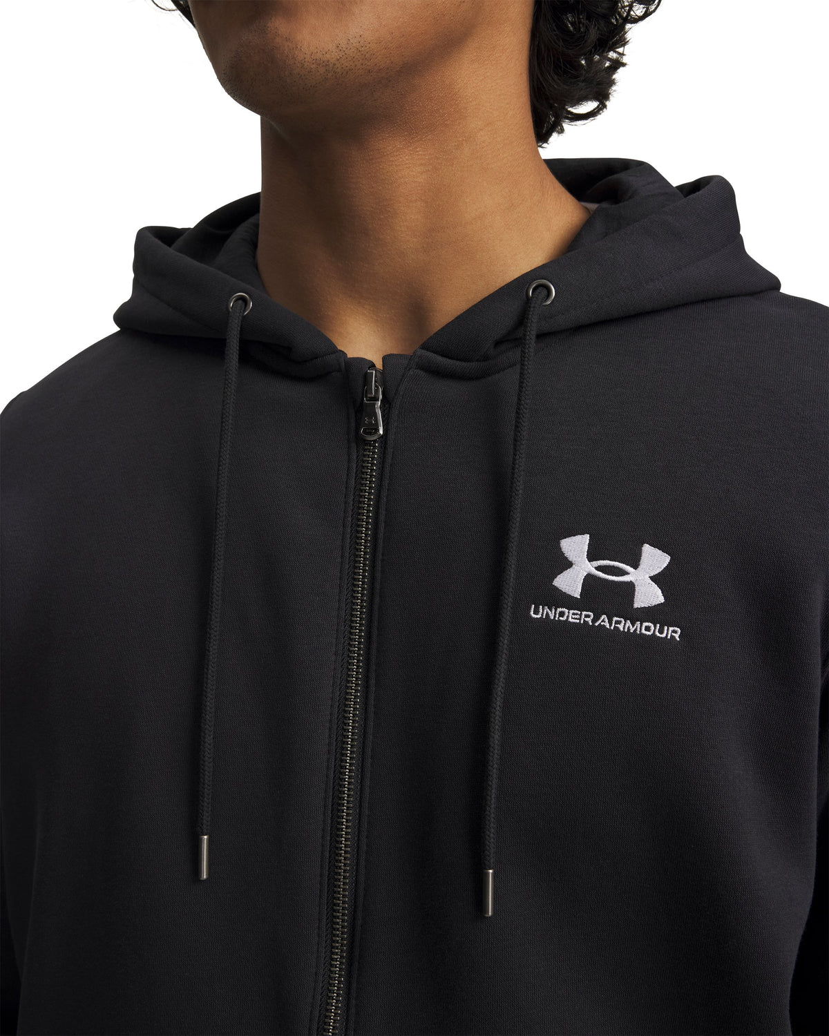 UA Icon Fleece FZ Hood - Black / White - 001
