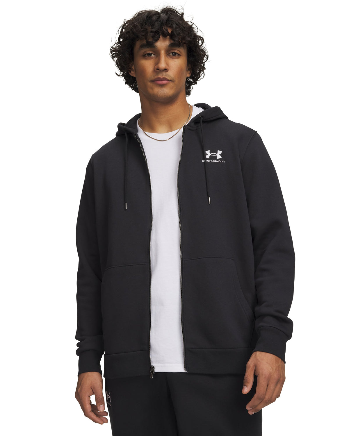 UA Icon Fleece FZ Hood - Black / White - 001