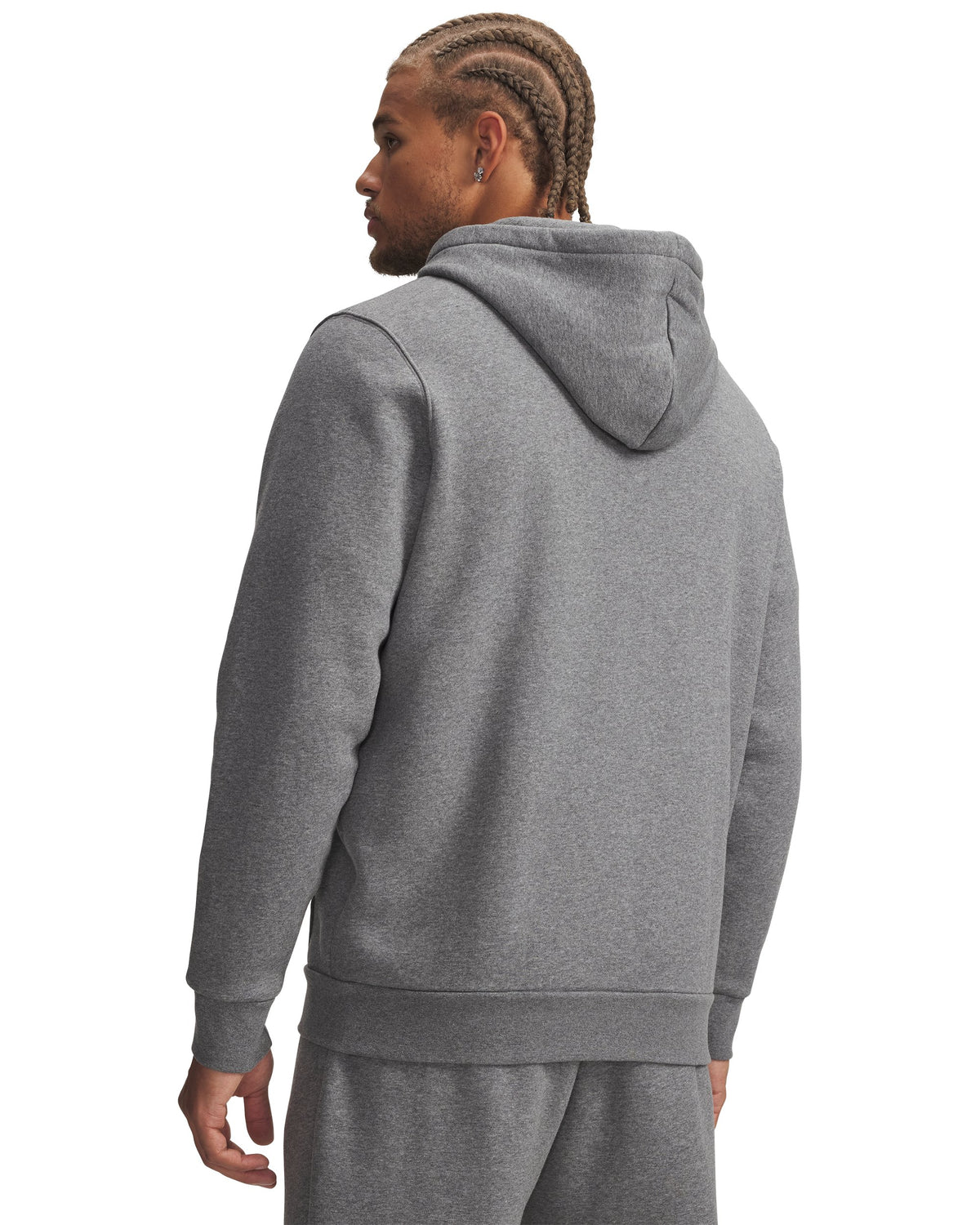UA Icon Fleece FZ Hood - Pitch Gray Medium Heather / White - 012
