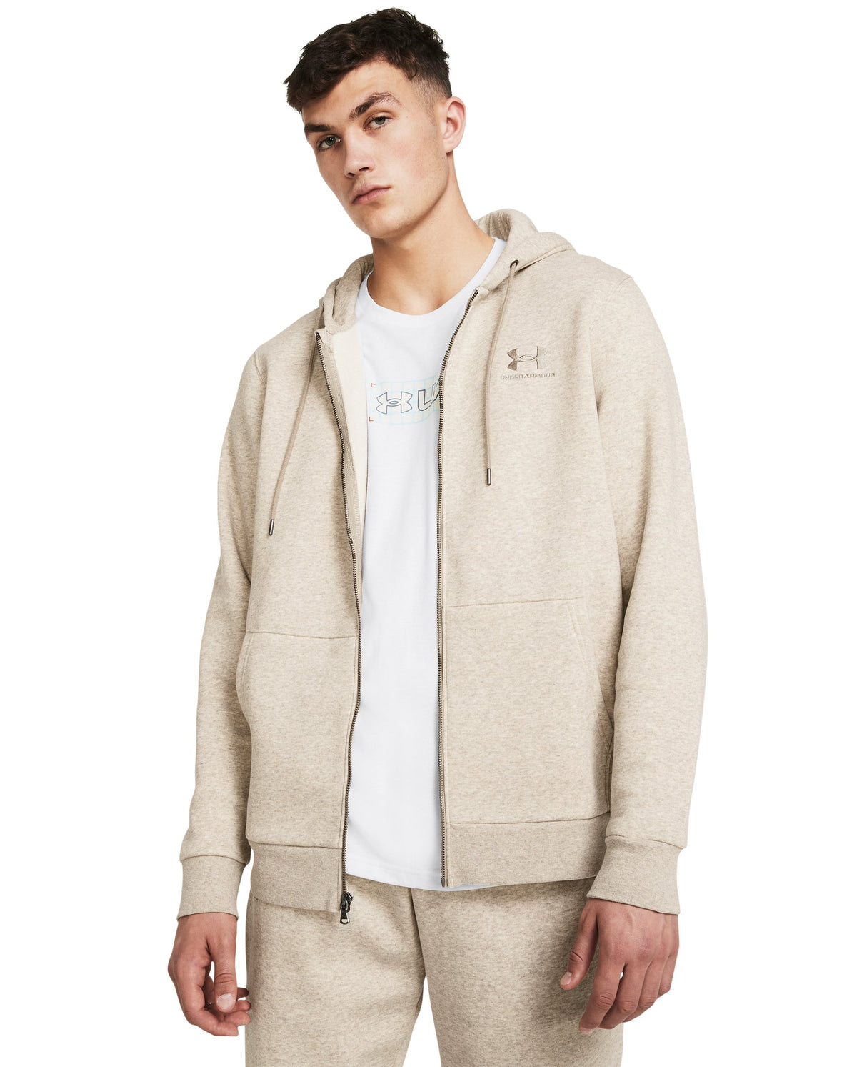 UA Icon Fleece FZ Hood - חום-אפור מלאנז' / חום-אפור - 203