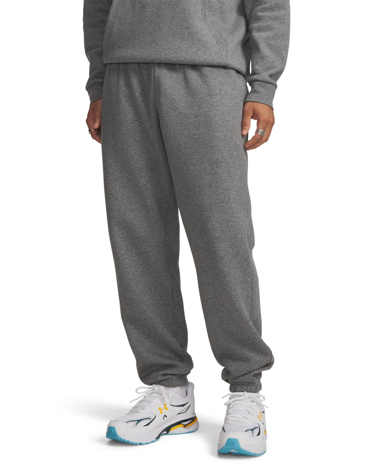 UA Icon Fleece Jogger - Pitch Gray Medium Heather / White - 012