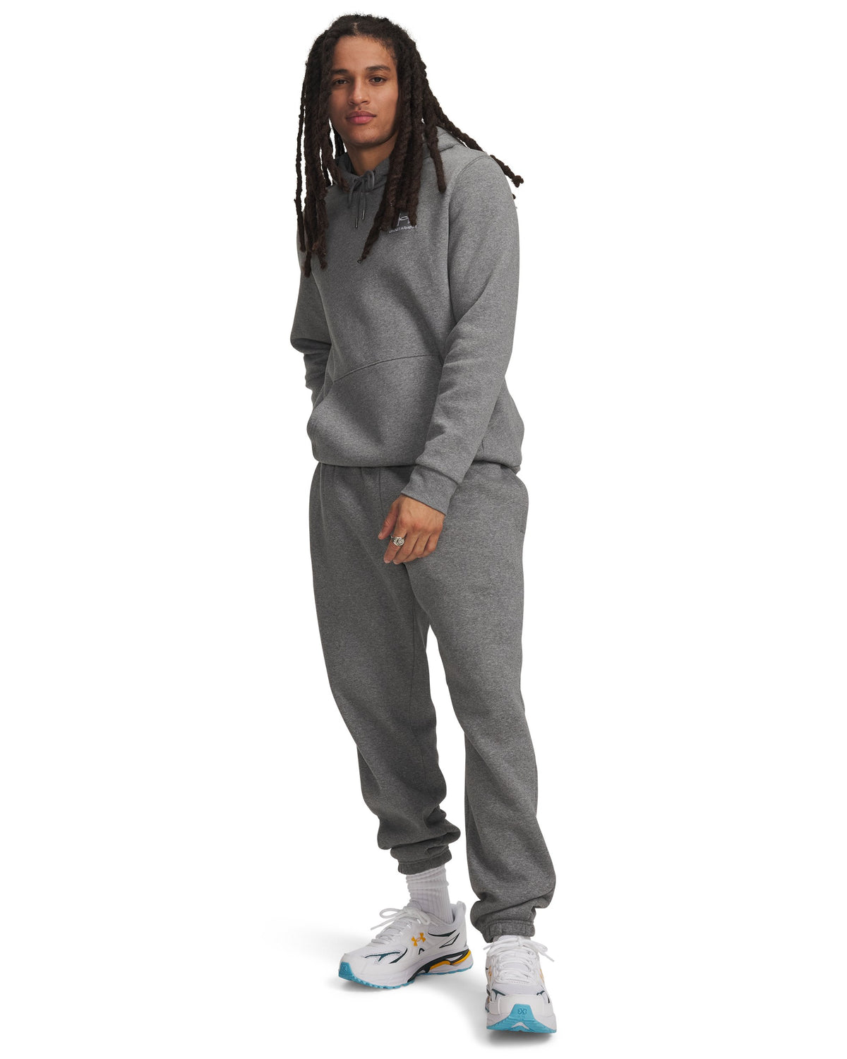 UA Icon Fleece Jogger - Pitch Gray Medium Heather / White - 012