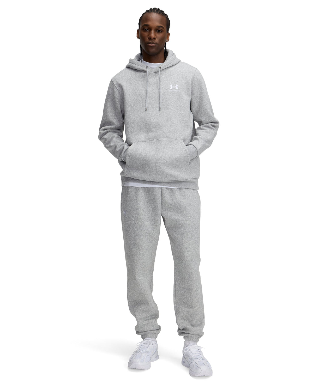 UA Icon Fleece Jogger - Mod Gray Light Heather / White - 013