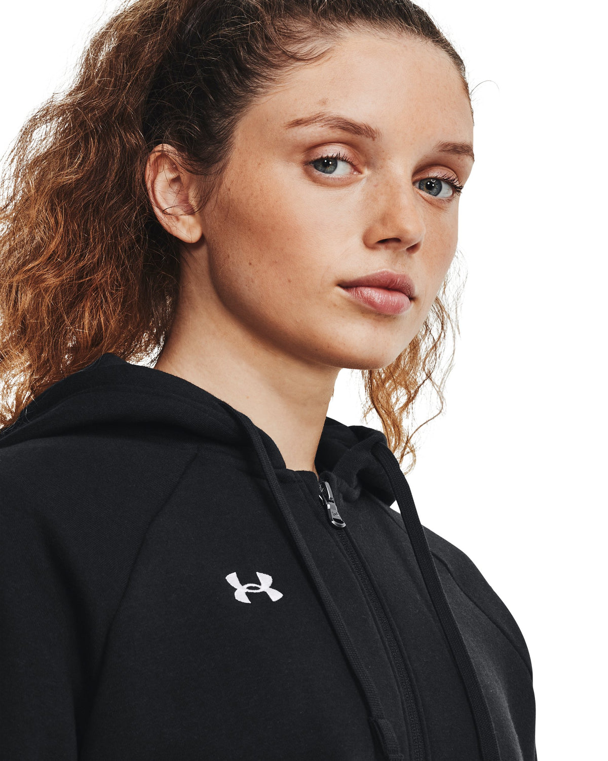 UA Rival Fleece FZ Hoodie - Black / White - 001