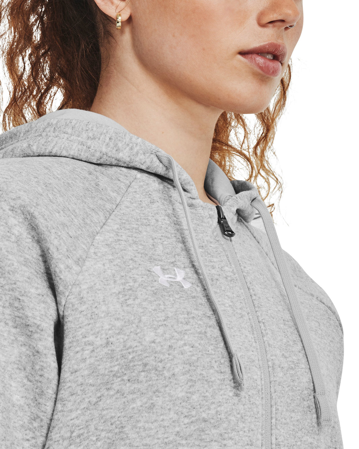 UA Rival Fleece FZ Hoodie - Gray / White - 012