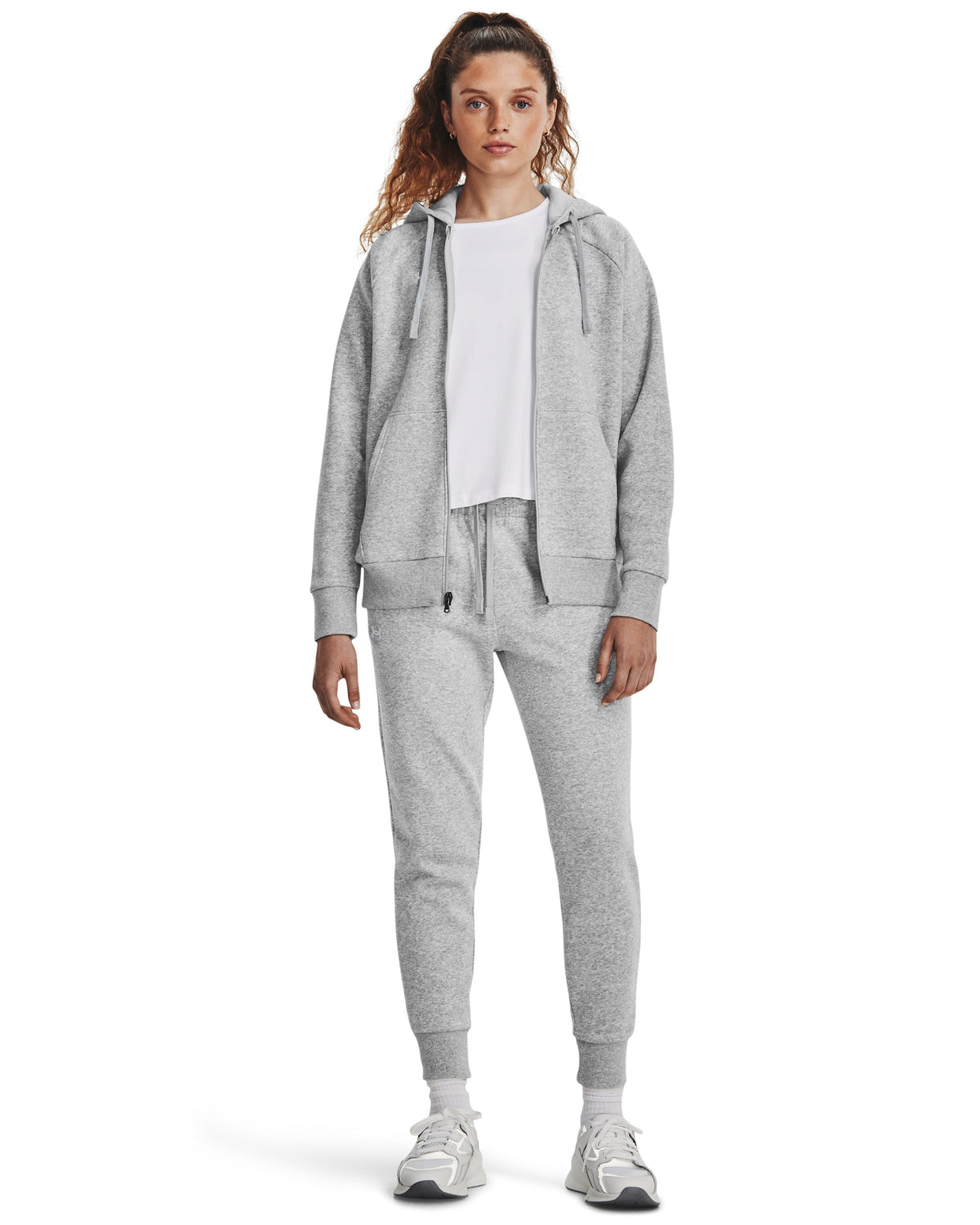 UA Rival Fleece FZ Hoodie - Gray / White - 012