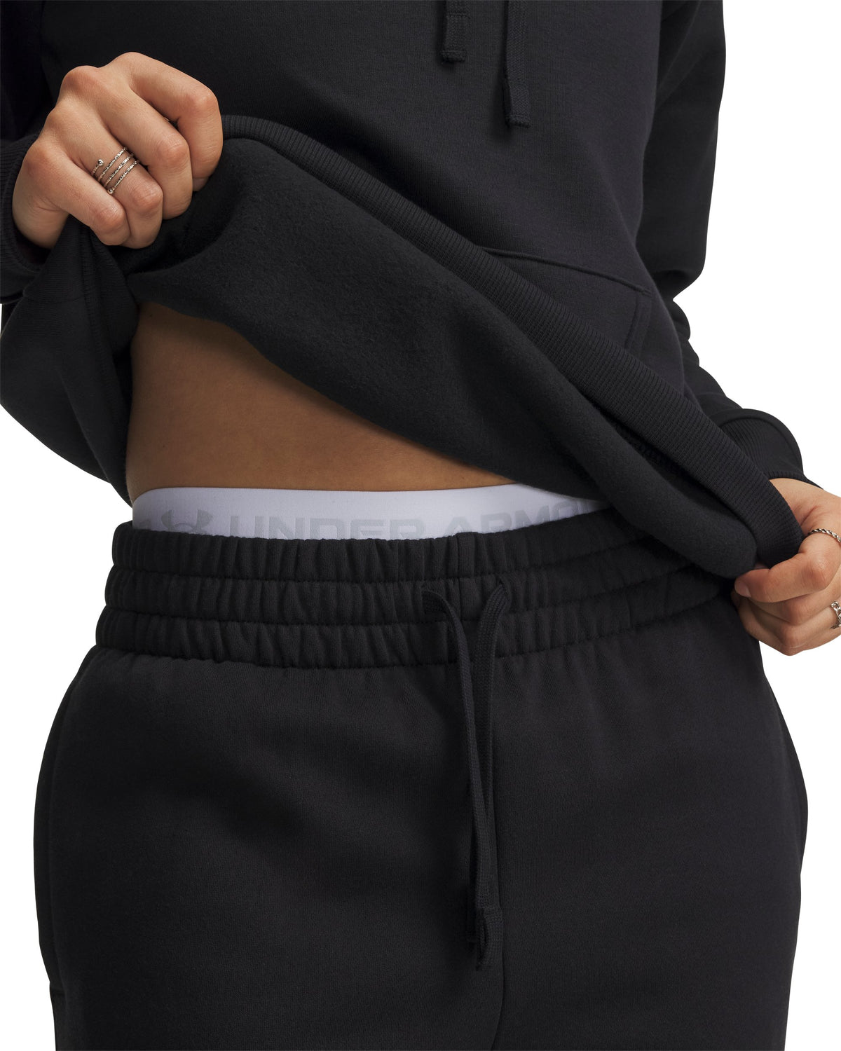 UA Rival Fleece Hoodie - Black / White - 001
