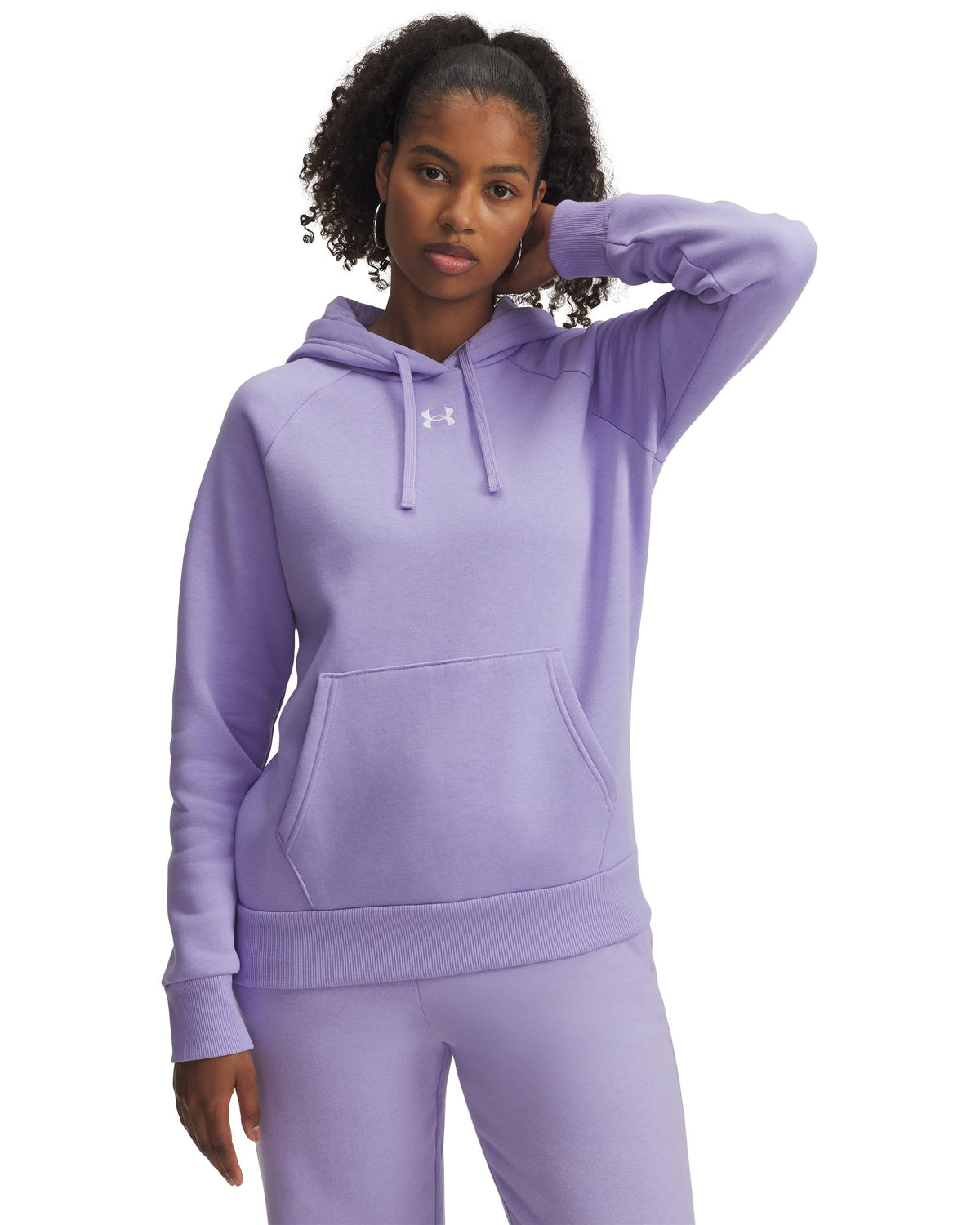 UA Rival Fleece Hoodie - Purple / White - 538