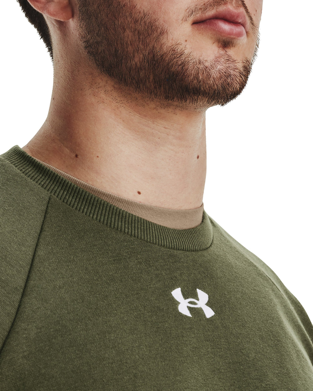 UA Rival Fleece Crew - Marine OD Green / White - 390