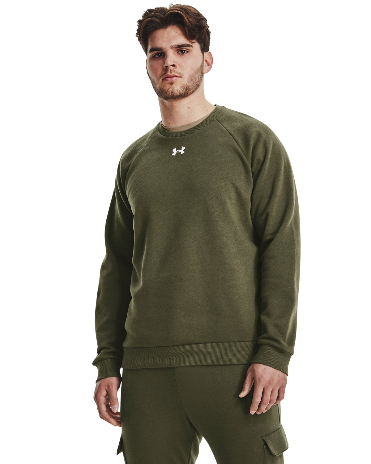 UA Rival Fleece Crew - Marine OD Green / White - 390