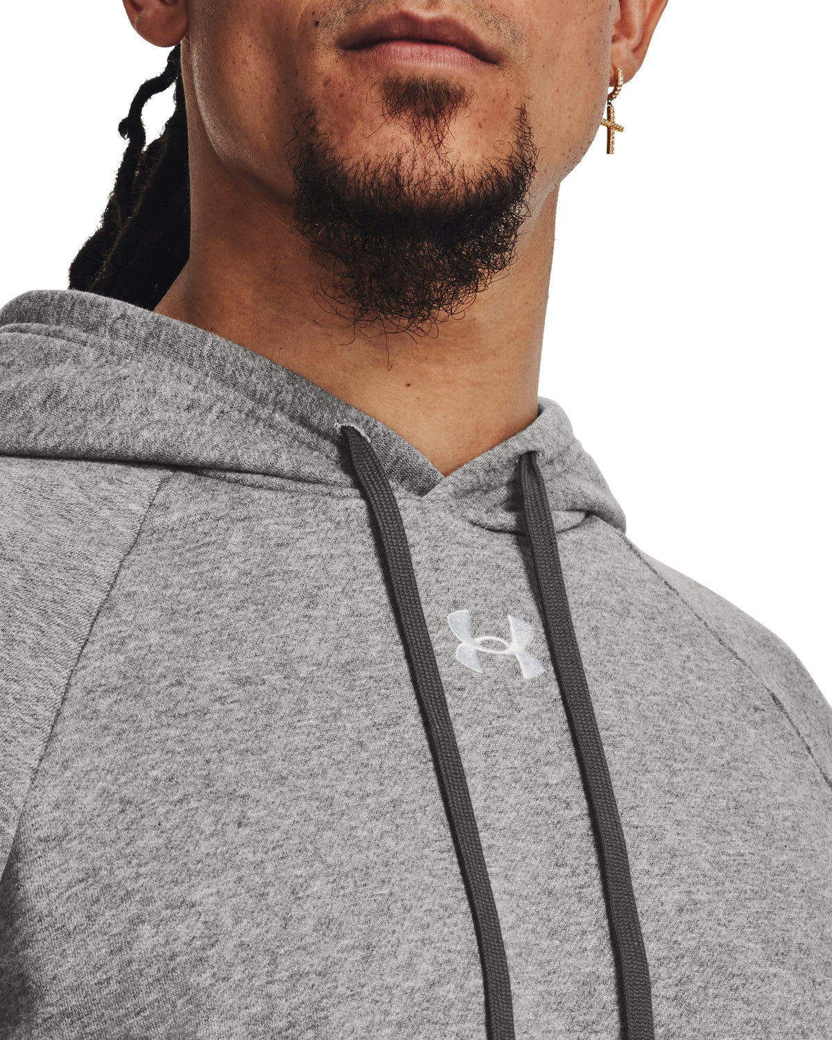 UA Rival Fleece Hoodie - Castlerock Light Heather / White - 025