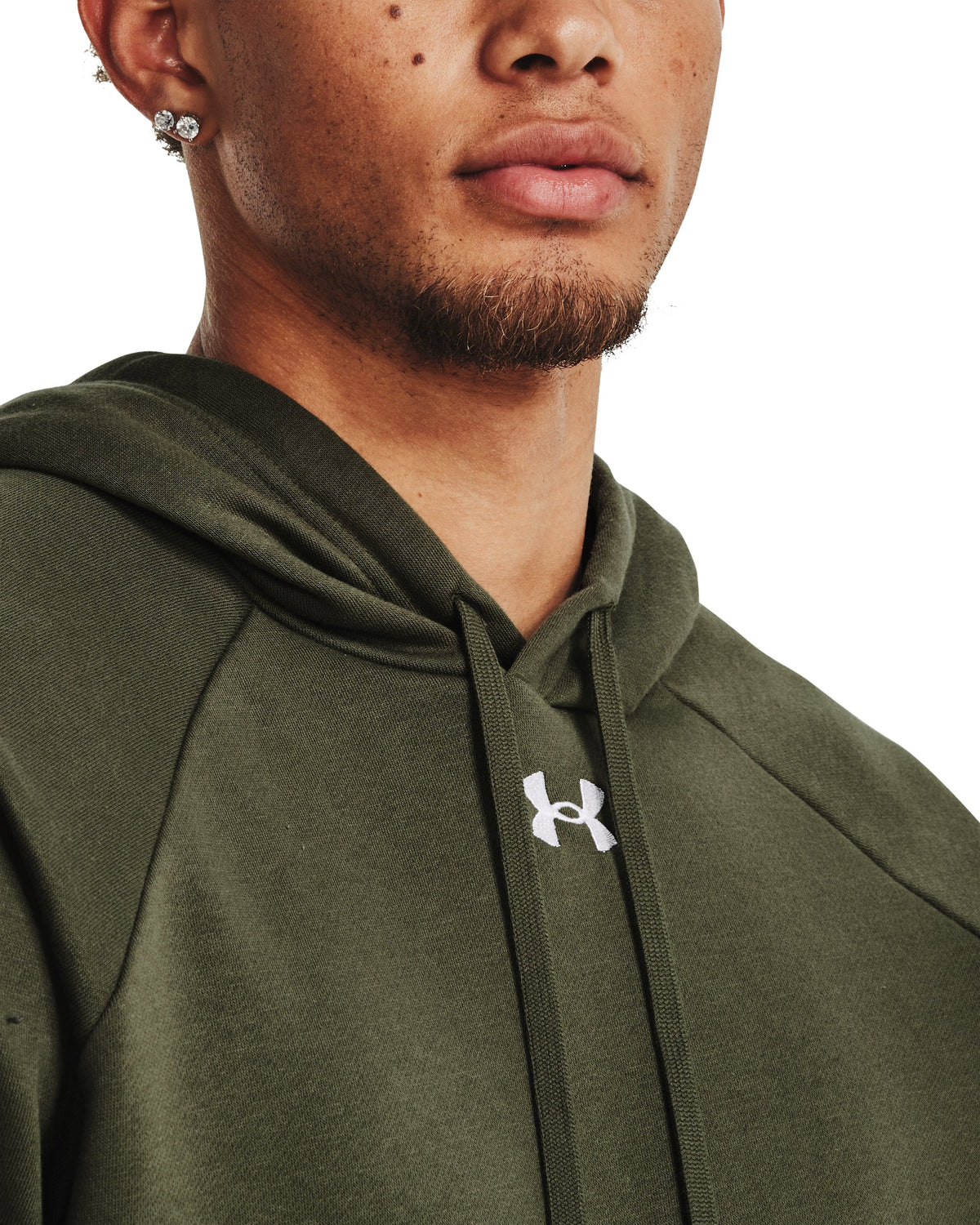 UA Rival Fleece Hoodie - Marine OD Green / White - 390